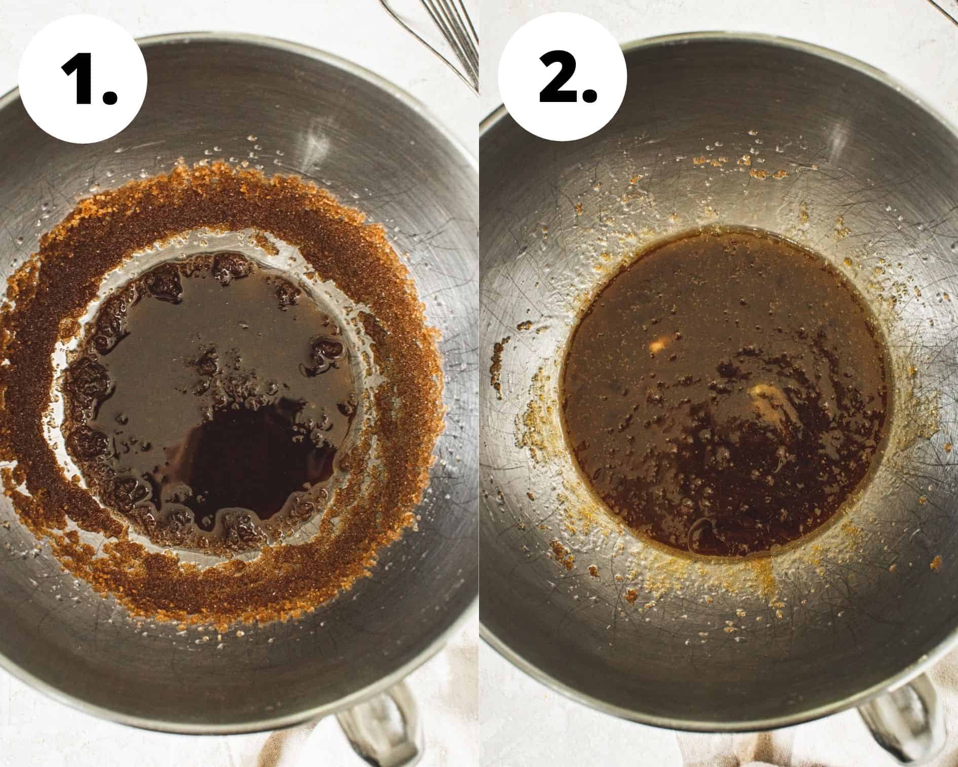 Whole wheat chocolate chip cookies process steps 1 and 2.