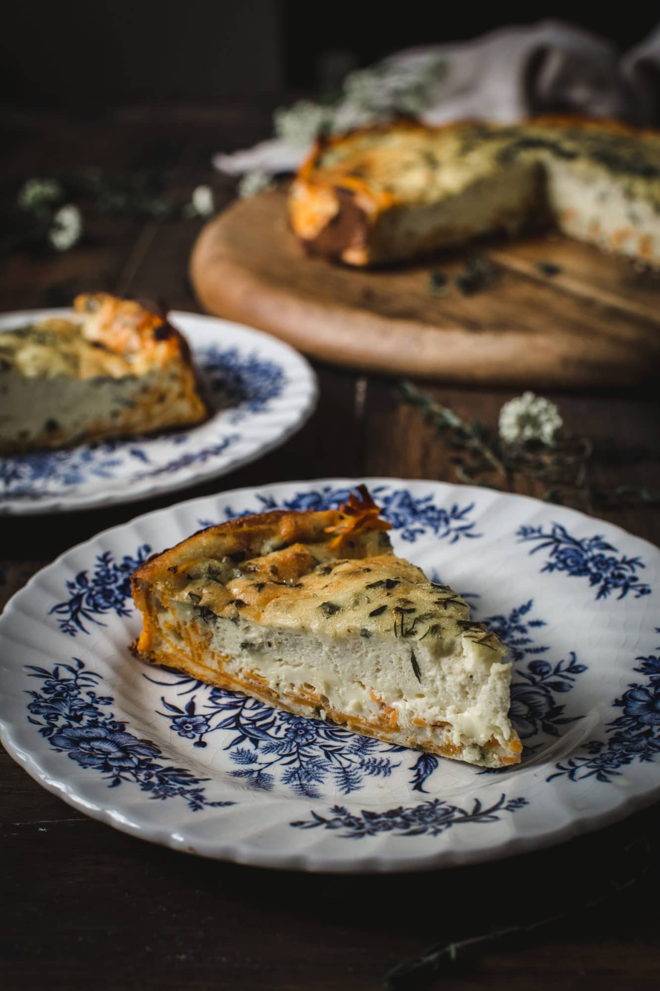 Goat Cheese & Herb Quiche with Sweet Potato Crust