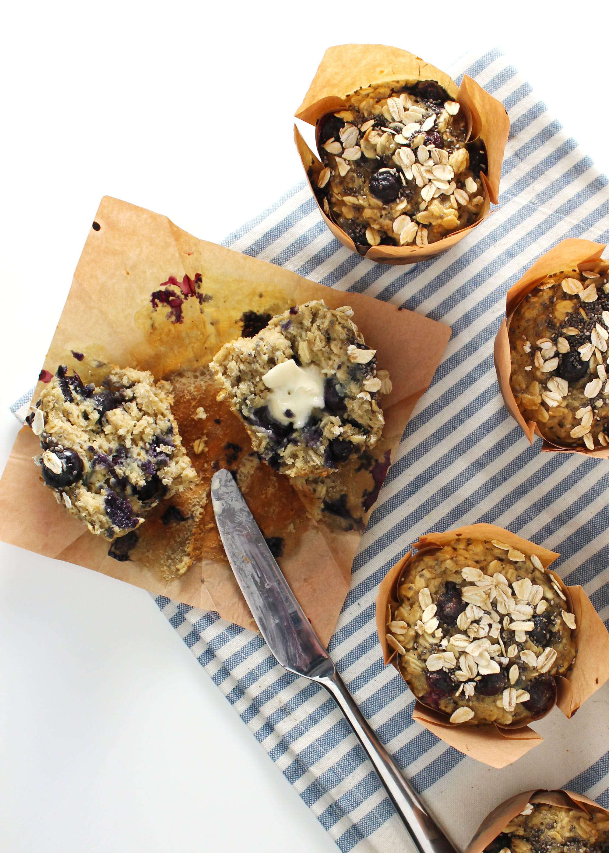 Healthier Blueberry Chia Oat Muffins