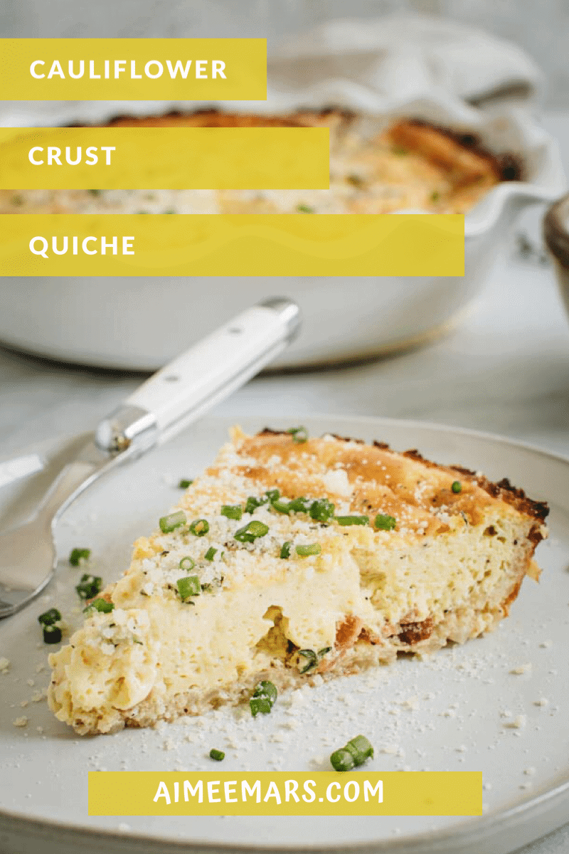 Yellow and white titled slice of quiche on white plate.