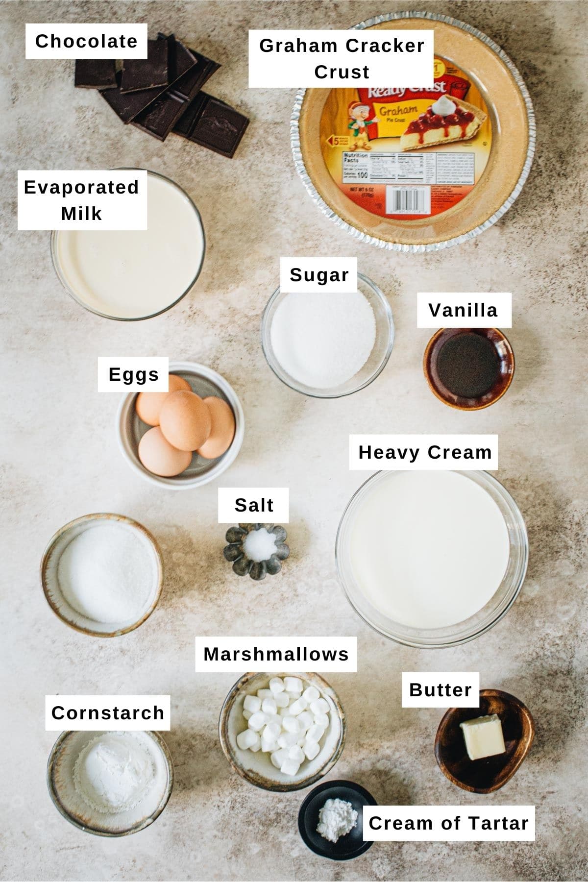No-Bake S'mores Pie Ingredients