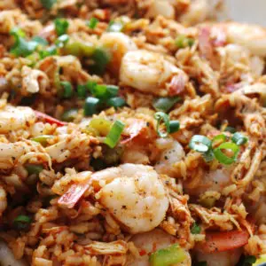 chicken and shrimp jambalaya close up