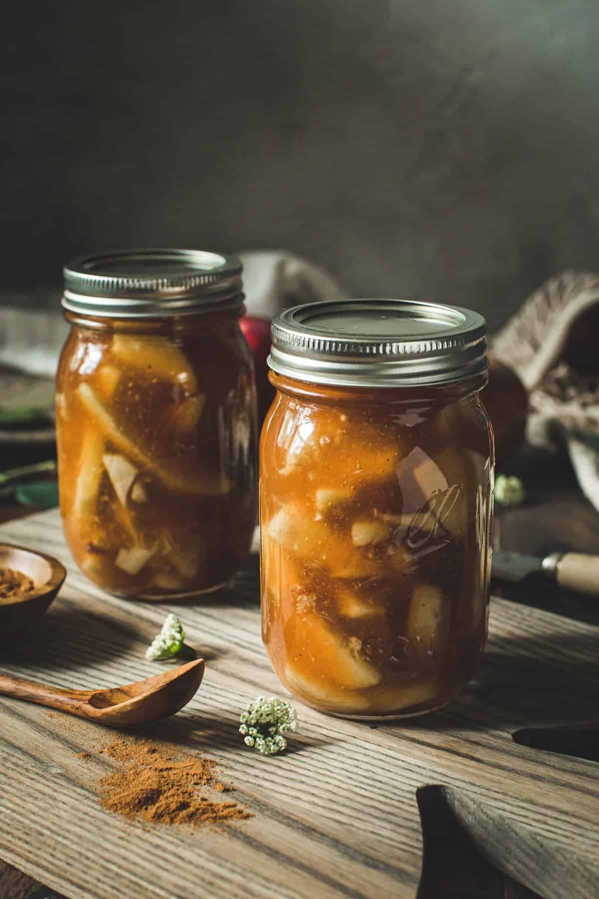 Jars of Homemade Apple Pie Filling.