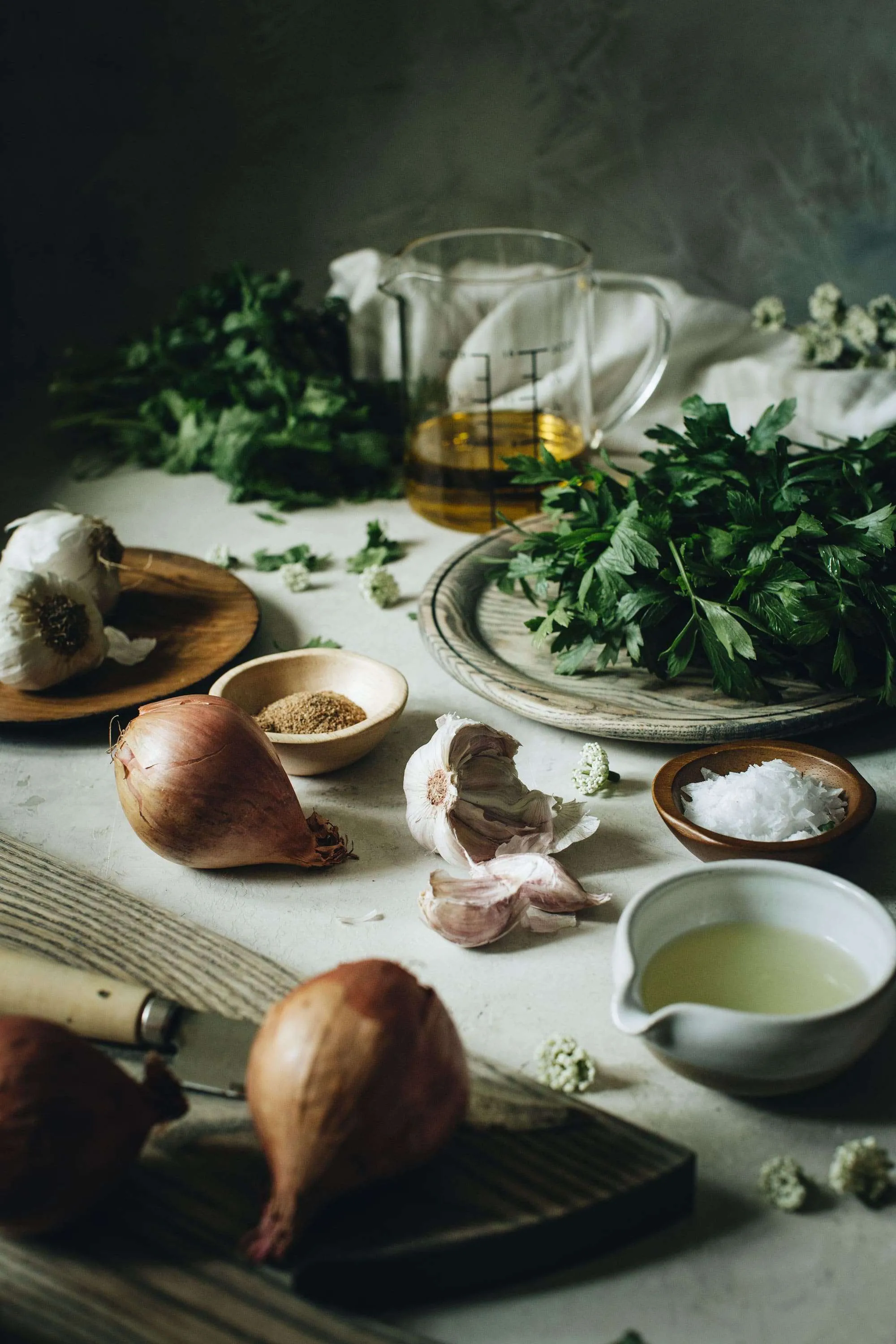 Ingredients for chimichurri.