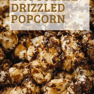 Close up of caramel chocolate popcorn.