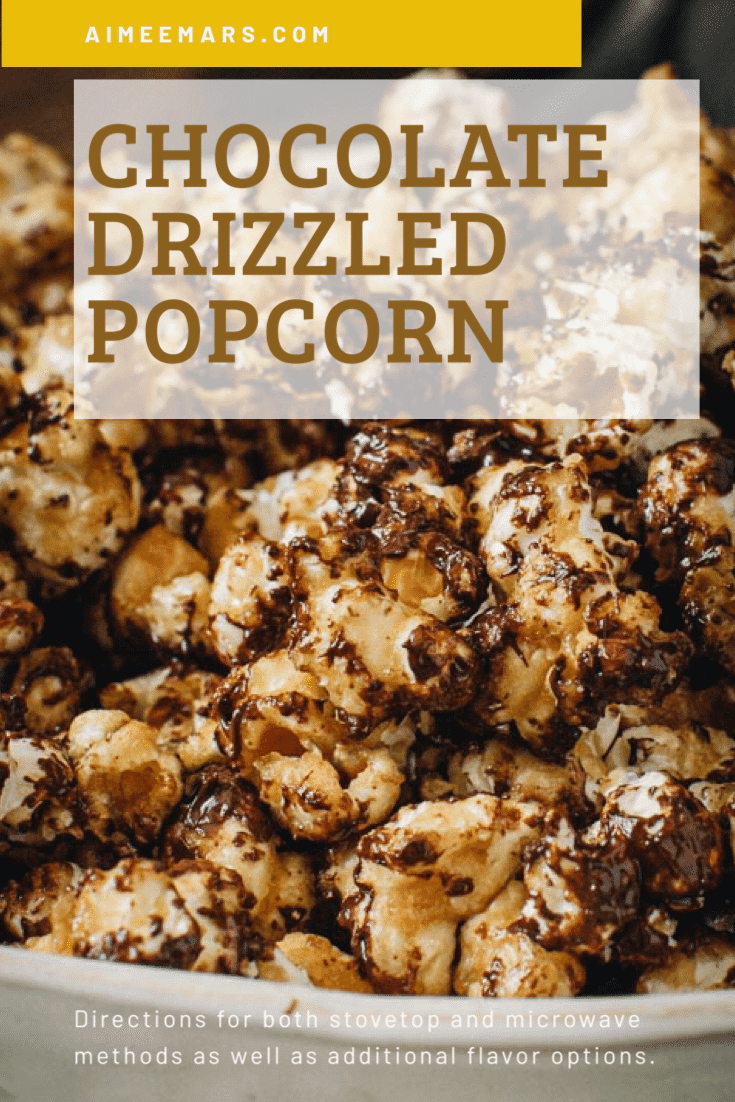 Close up of caramel chocolate popcorn.