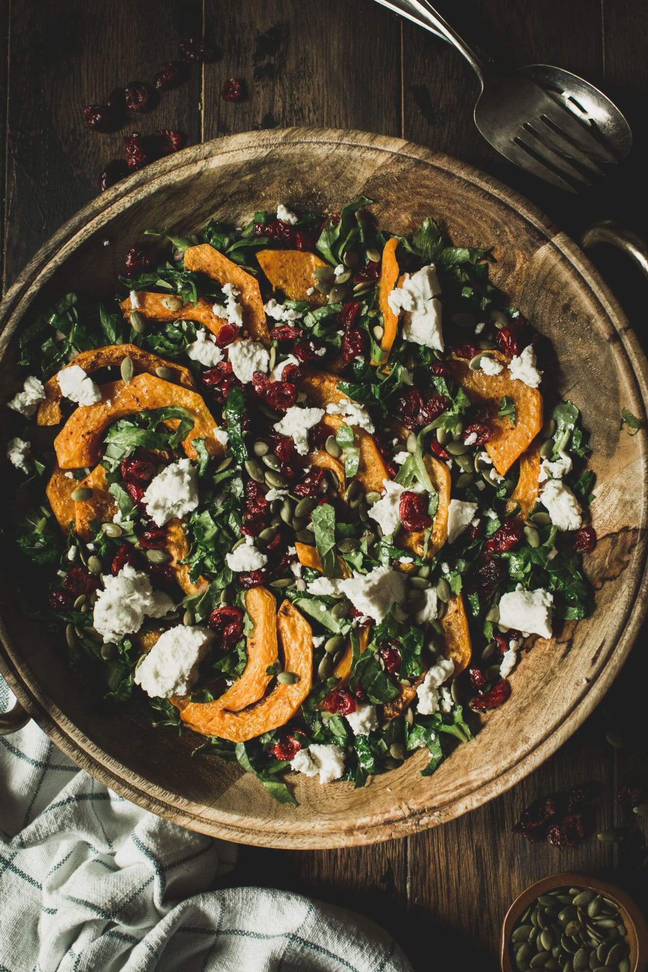 harvest salad with cranberries and goat cheese