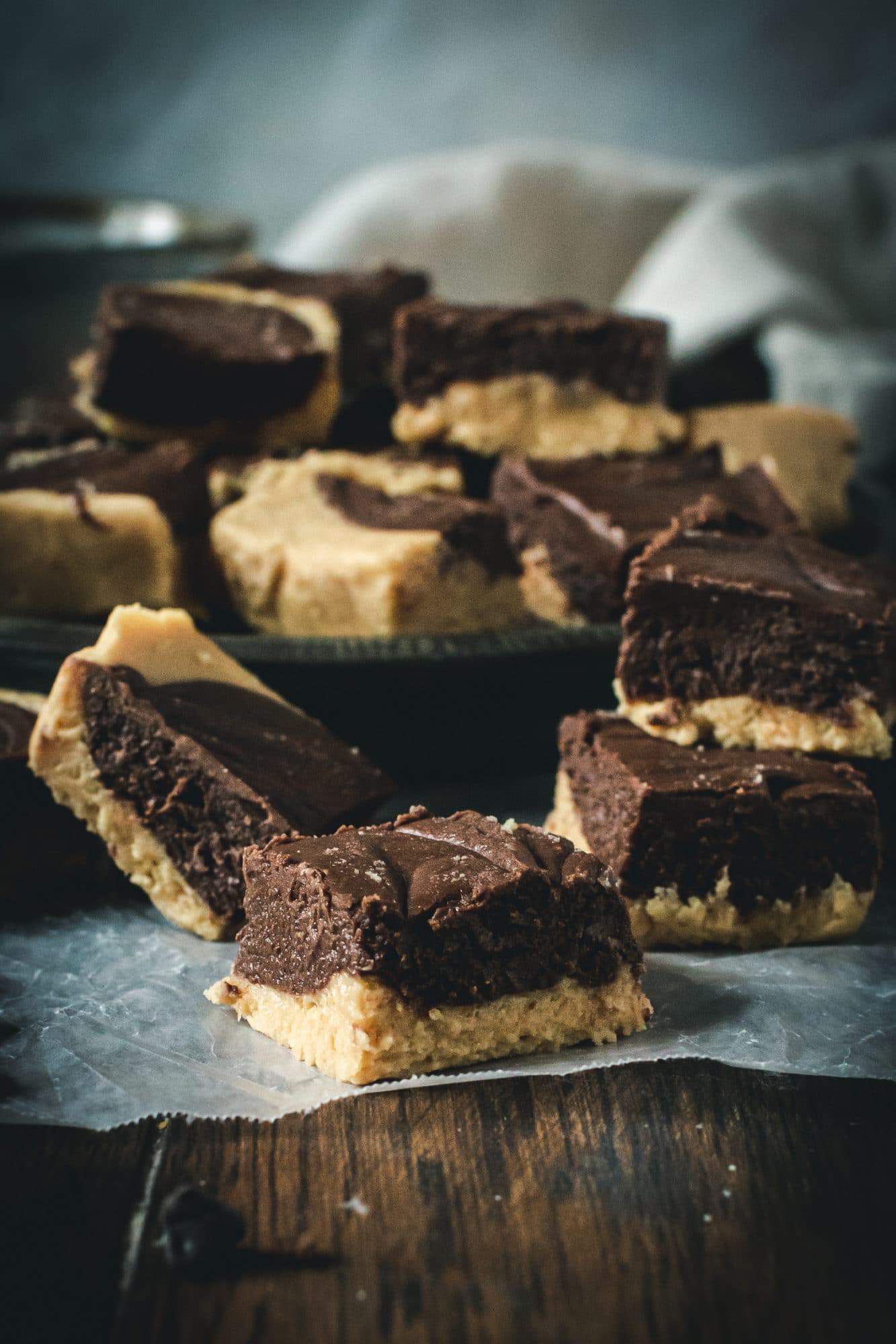 layered fudge on parchment