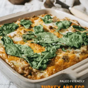 pin image of turkey and egg casserole