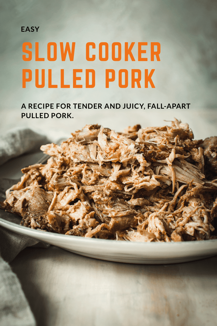 Pulled pork on a white plate.