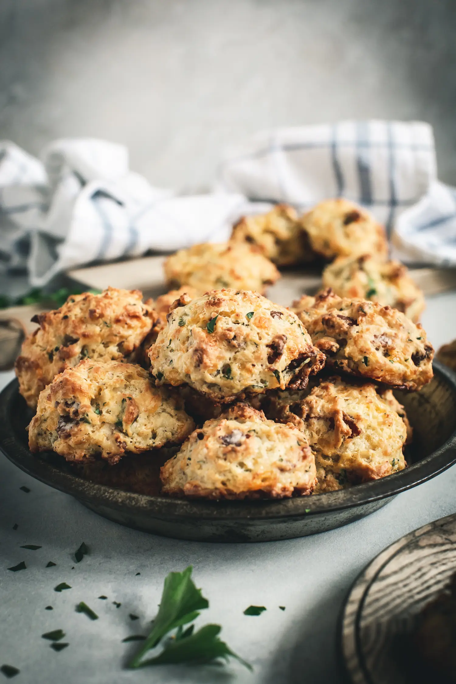 Drop Biscuits in metal tin.