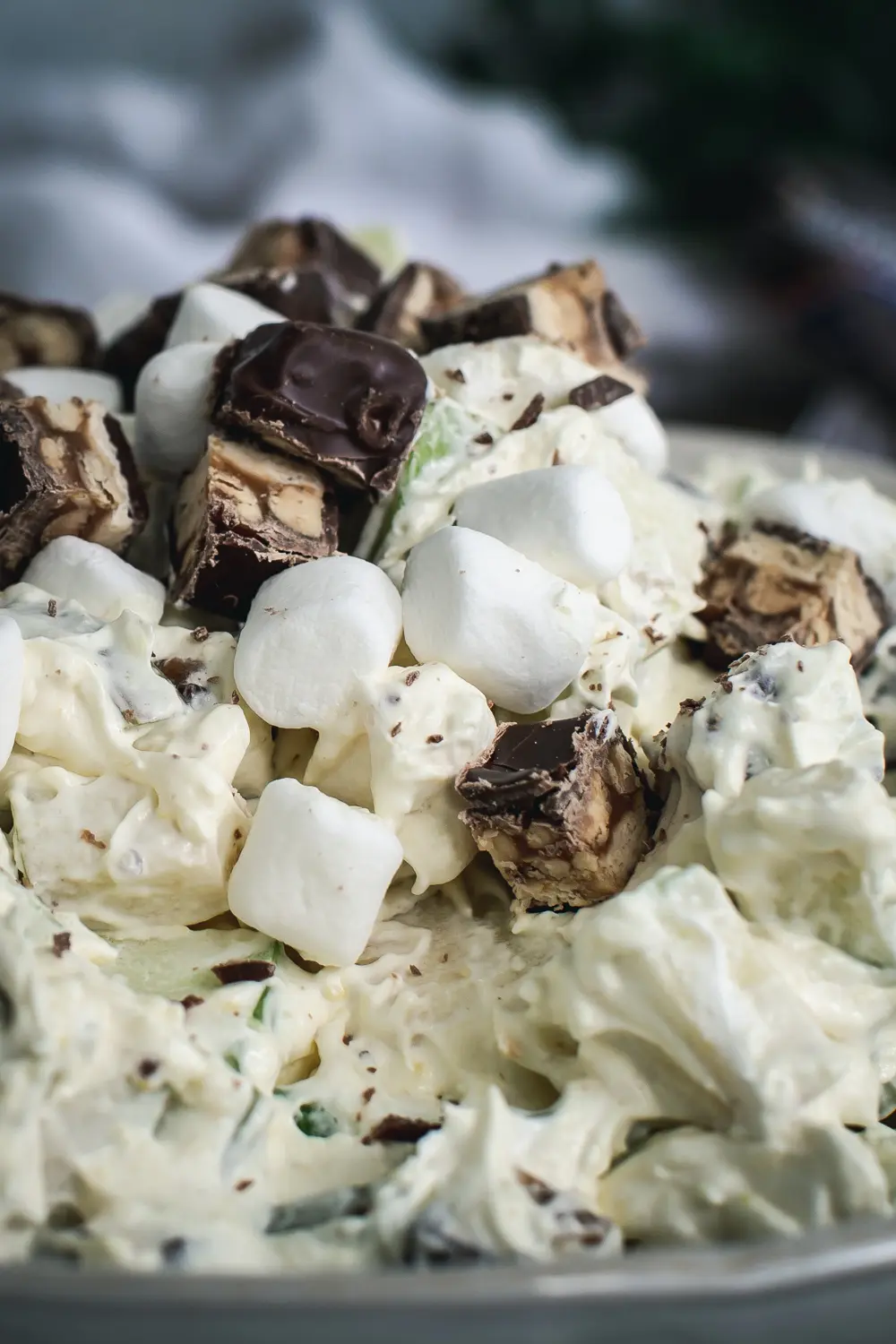 close up of the granny smith snickers salad