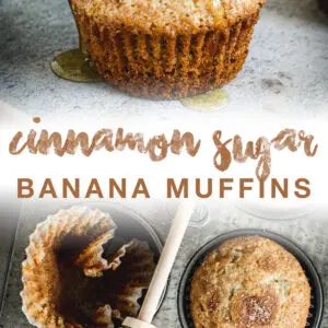 Banana muffins pin with brown title.