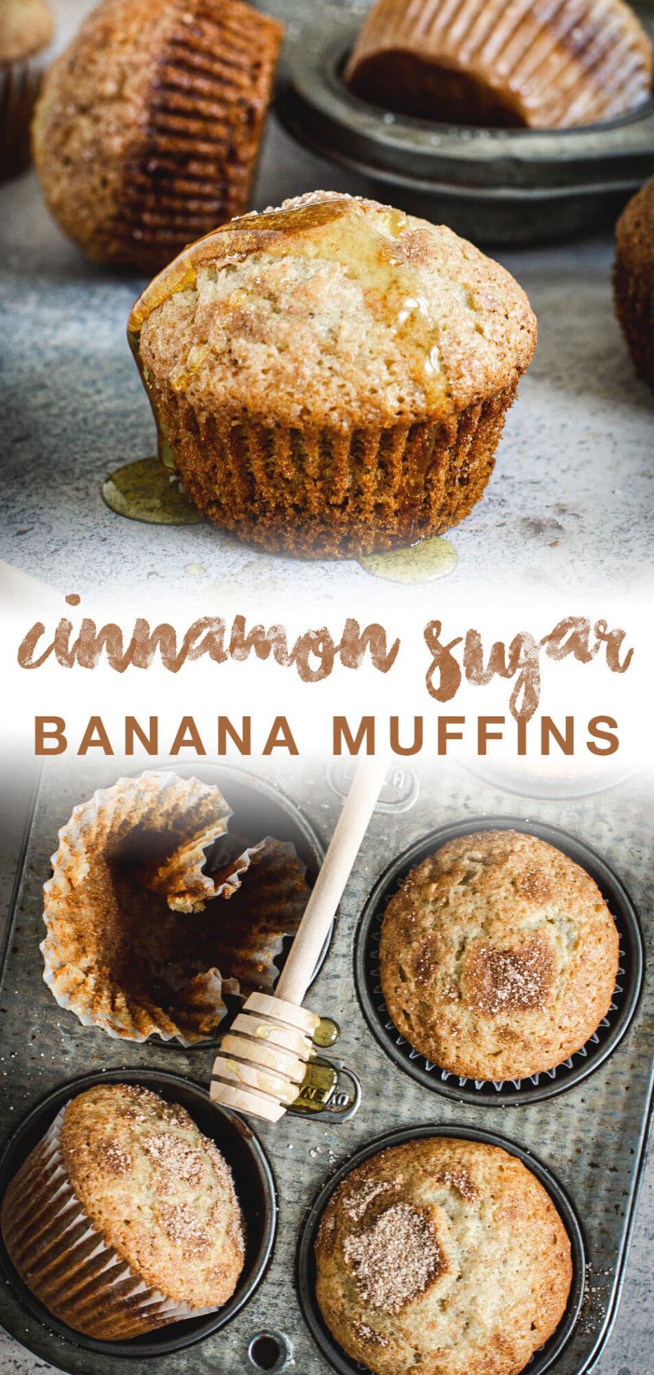 Banana muffins pin with brown title.