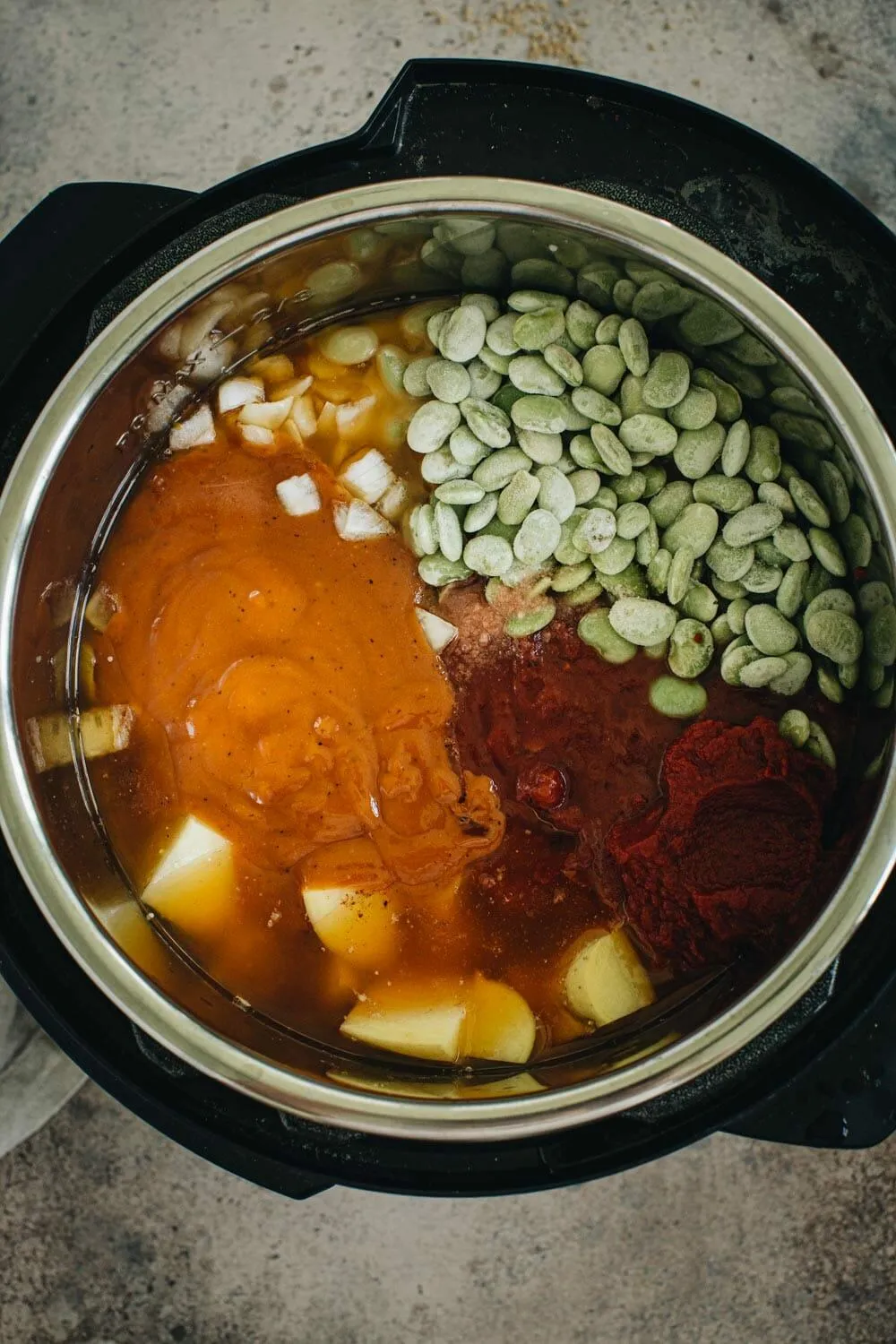 Alabama camp stew ingredients in the Instant Pot.