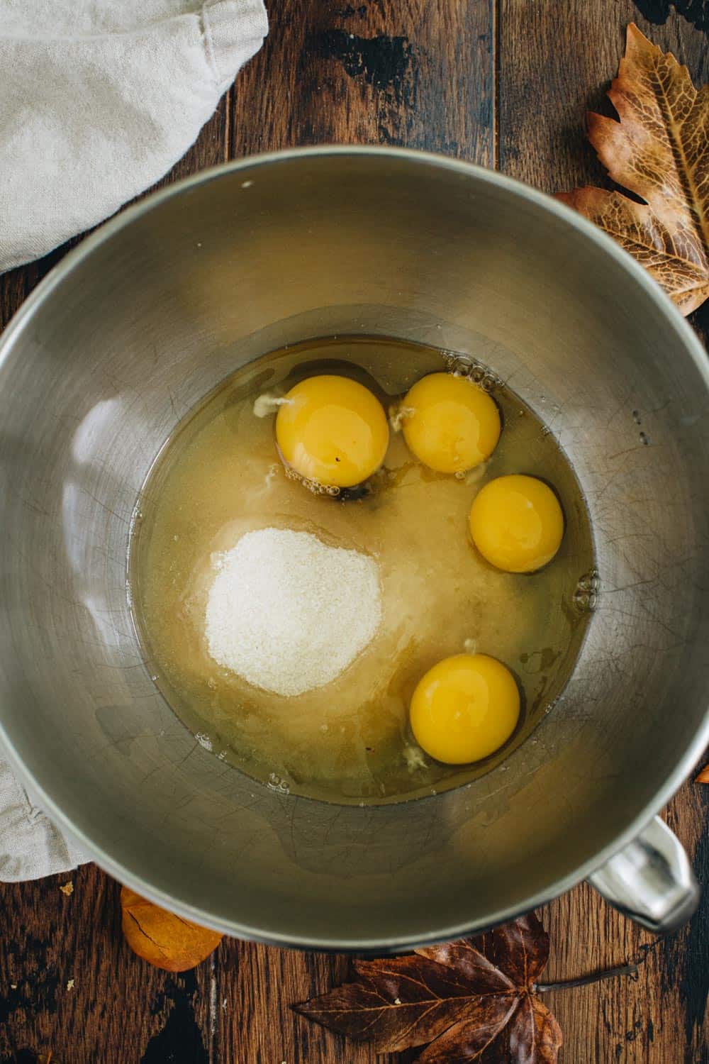 Ingredients in silver mixing bowl.