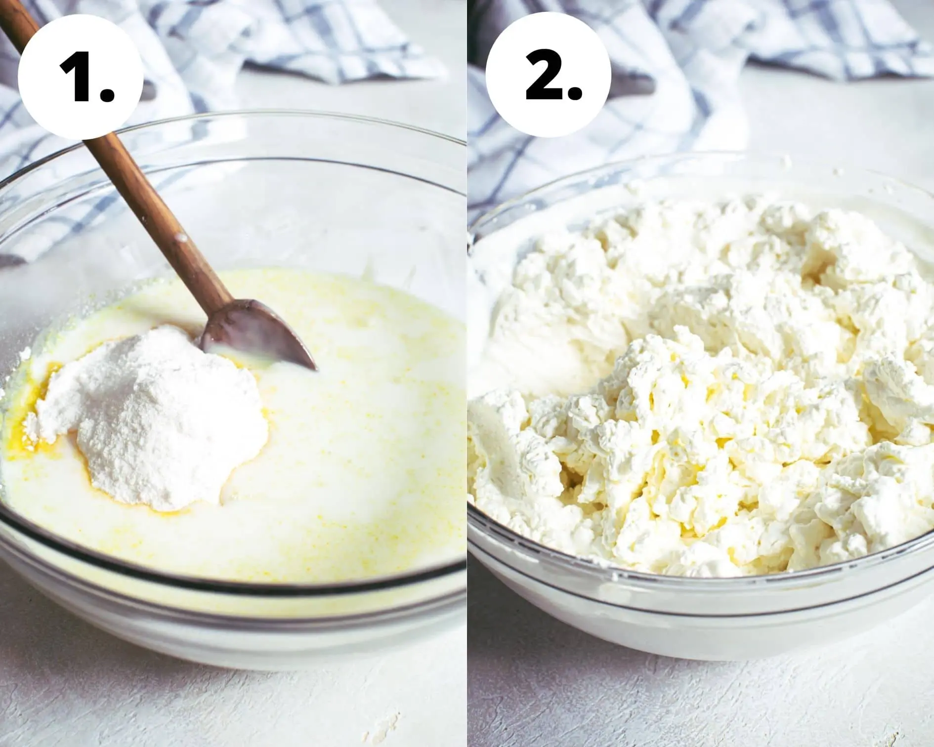 Banana pudding trifle process steps 1 and 2.