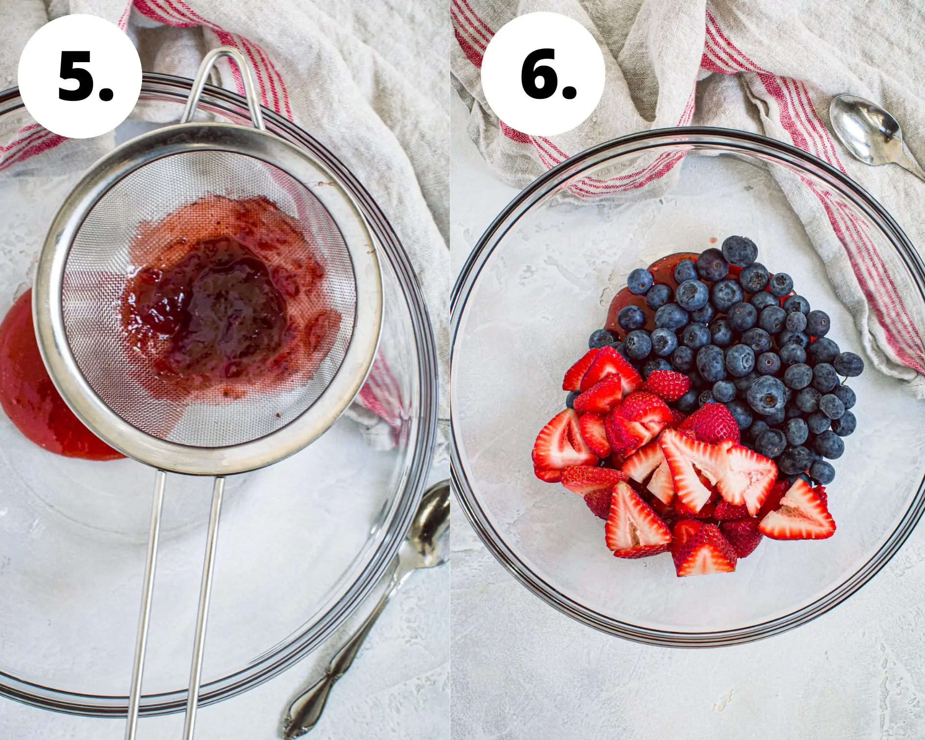 Mixed berry fruit pizza process steps 5 and 6.