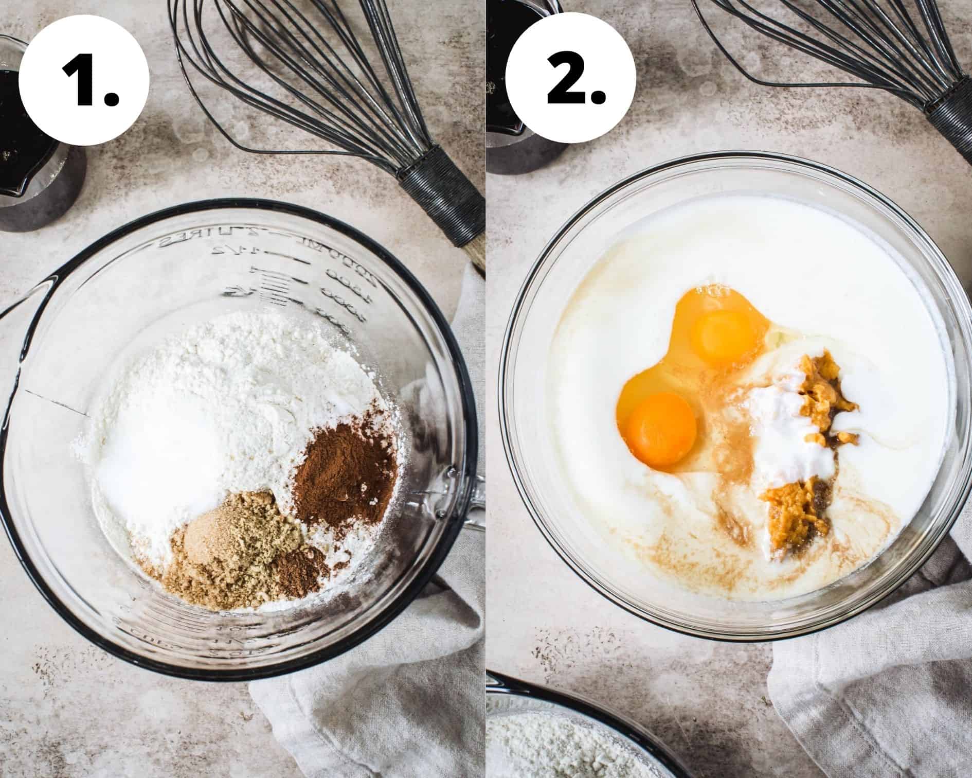Sweet potato pancakes process steps 1 and 2.