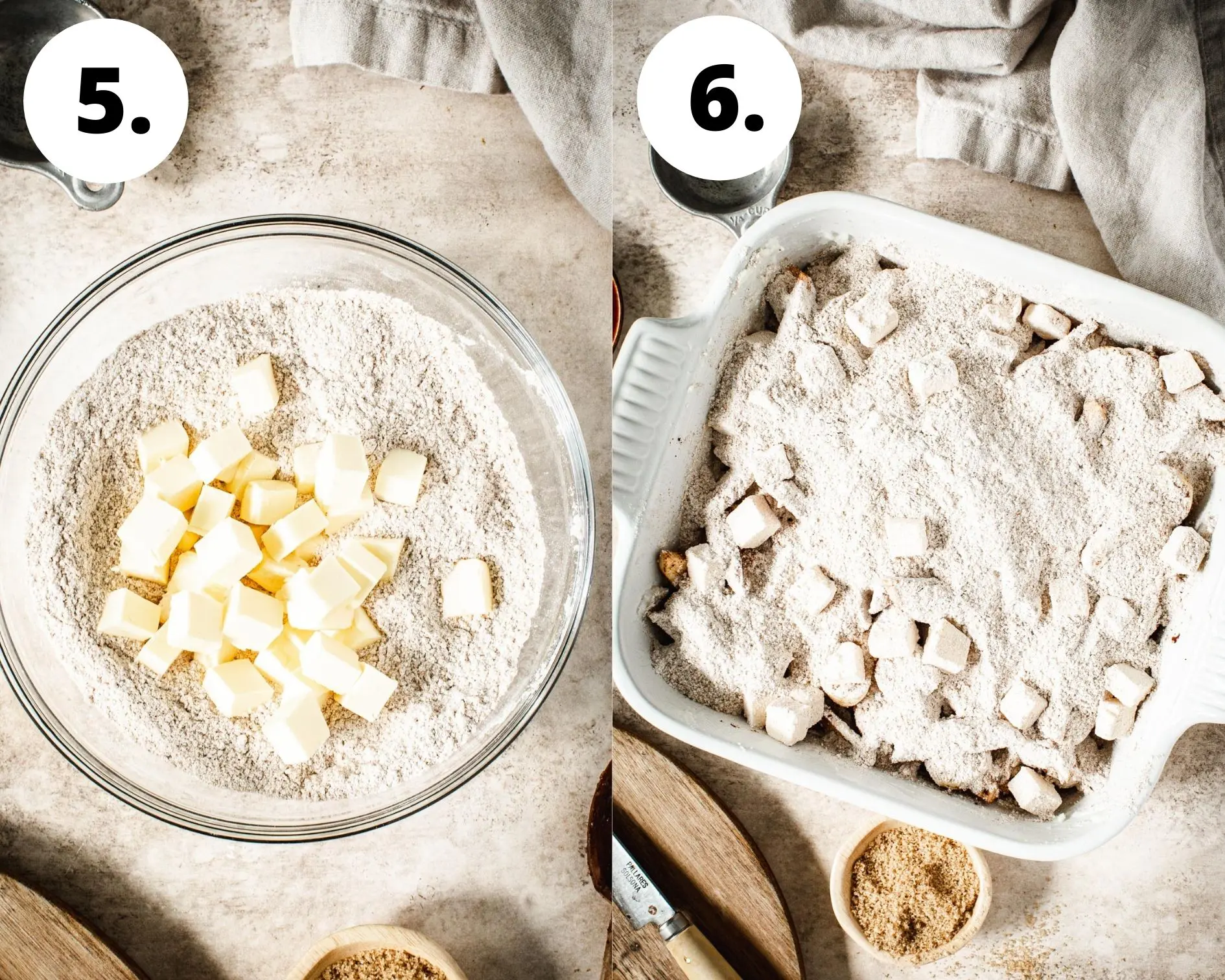 Baked apple crumble process steps 5 and 6.