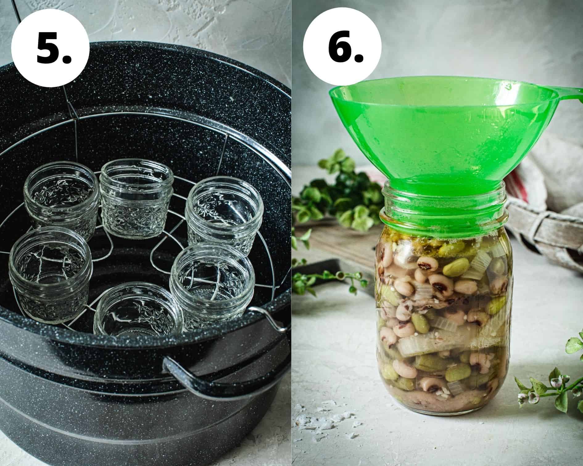 Bean salad process steps for canning steps 5 and 6.