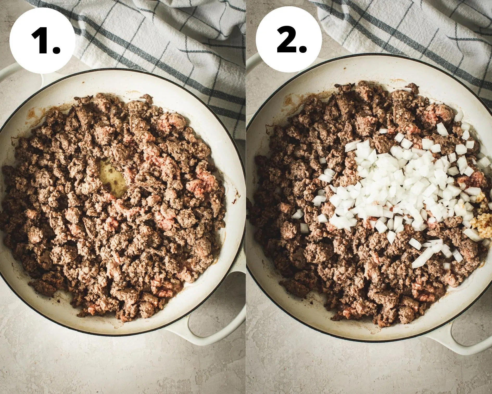 Sloppy Joe process steps 1 and 2.