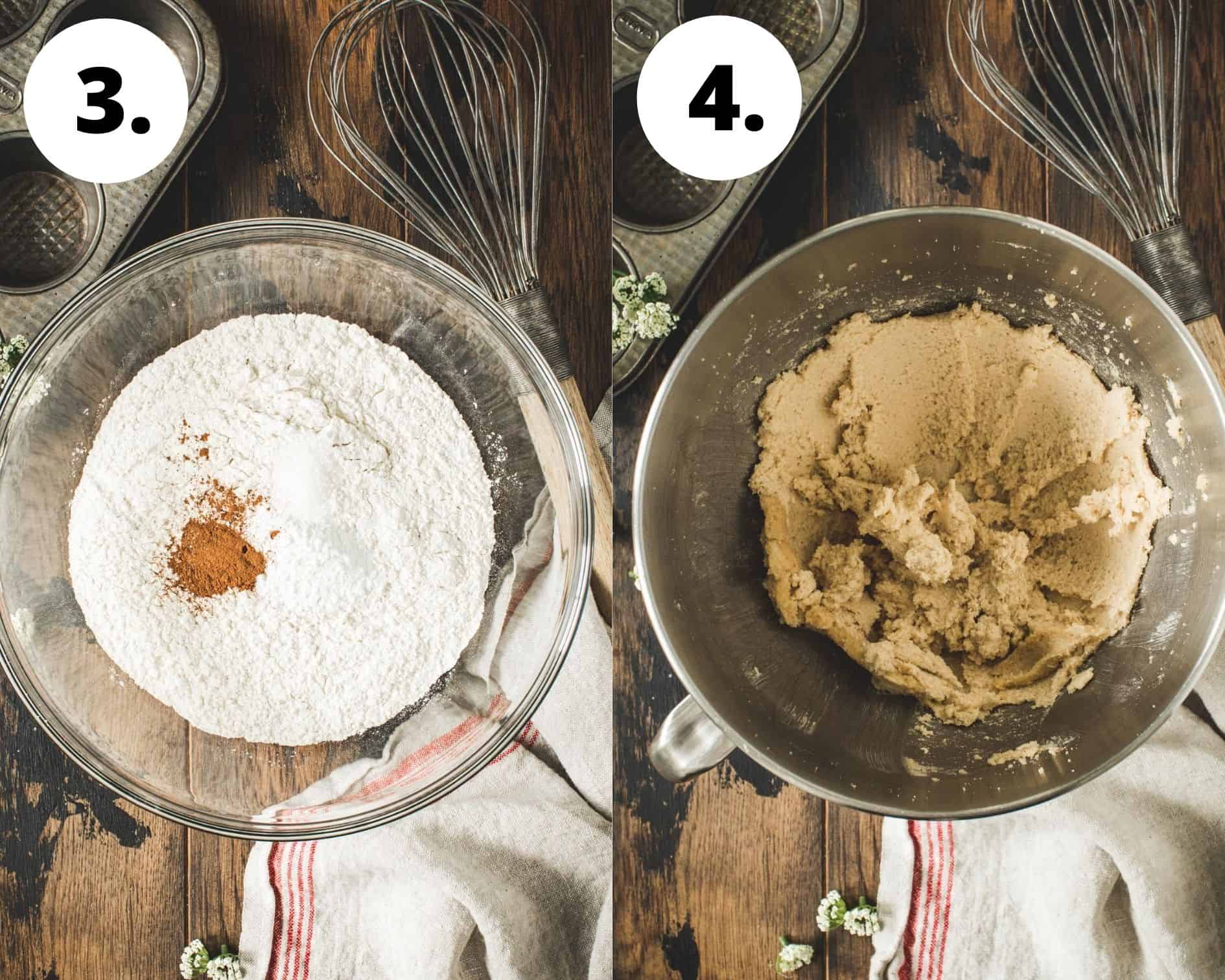 Apple muffins process steps 3 and 4.