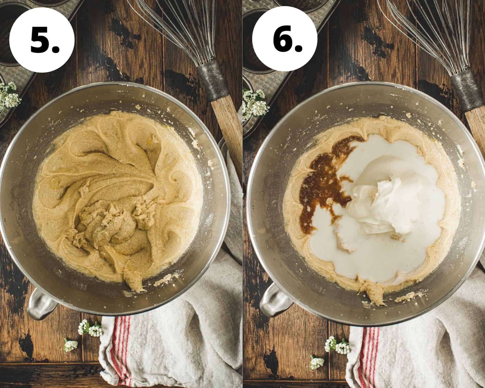 Apple crumble muffins process steps 5 and 6.