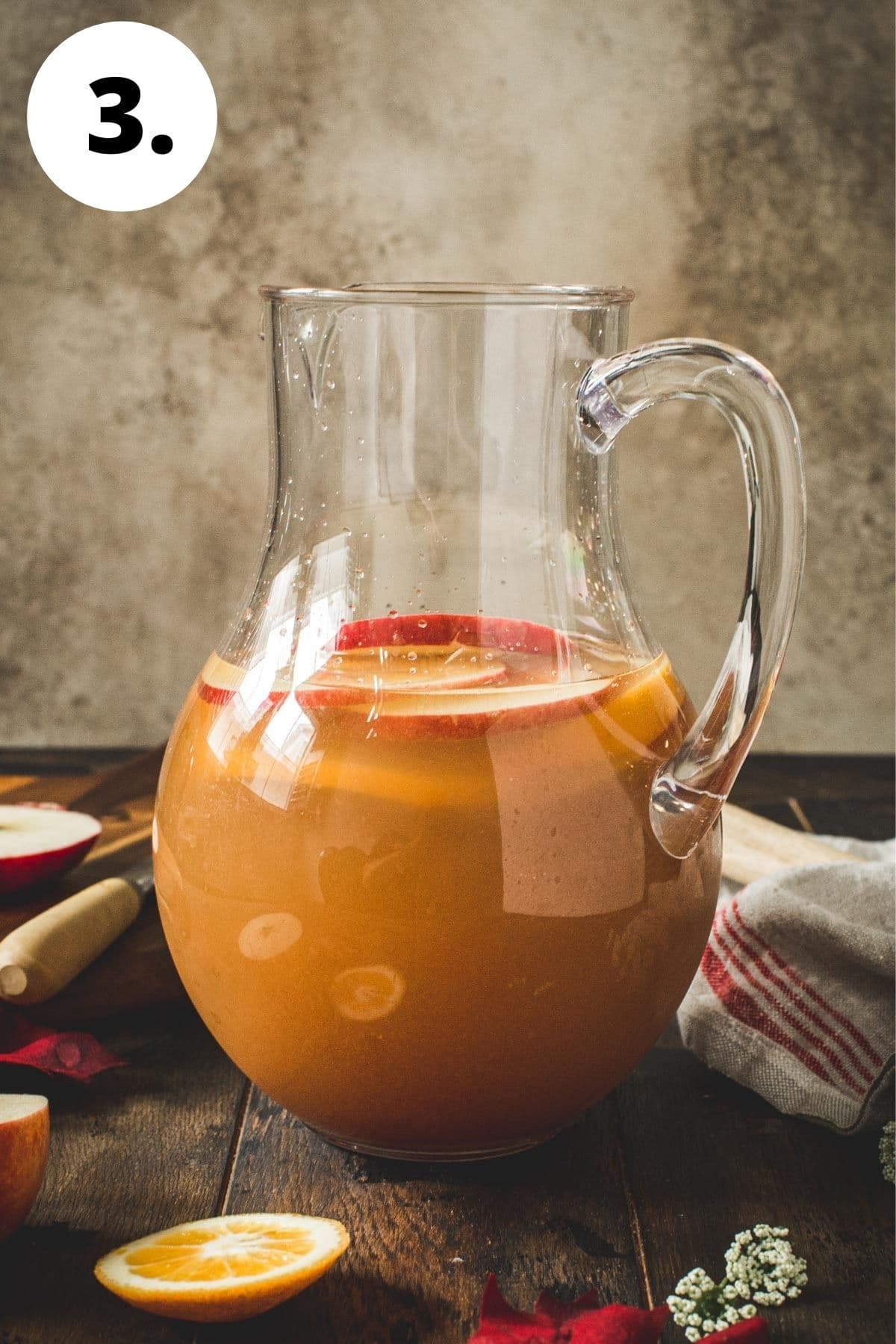 Caramel apple sangria process step 3.