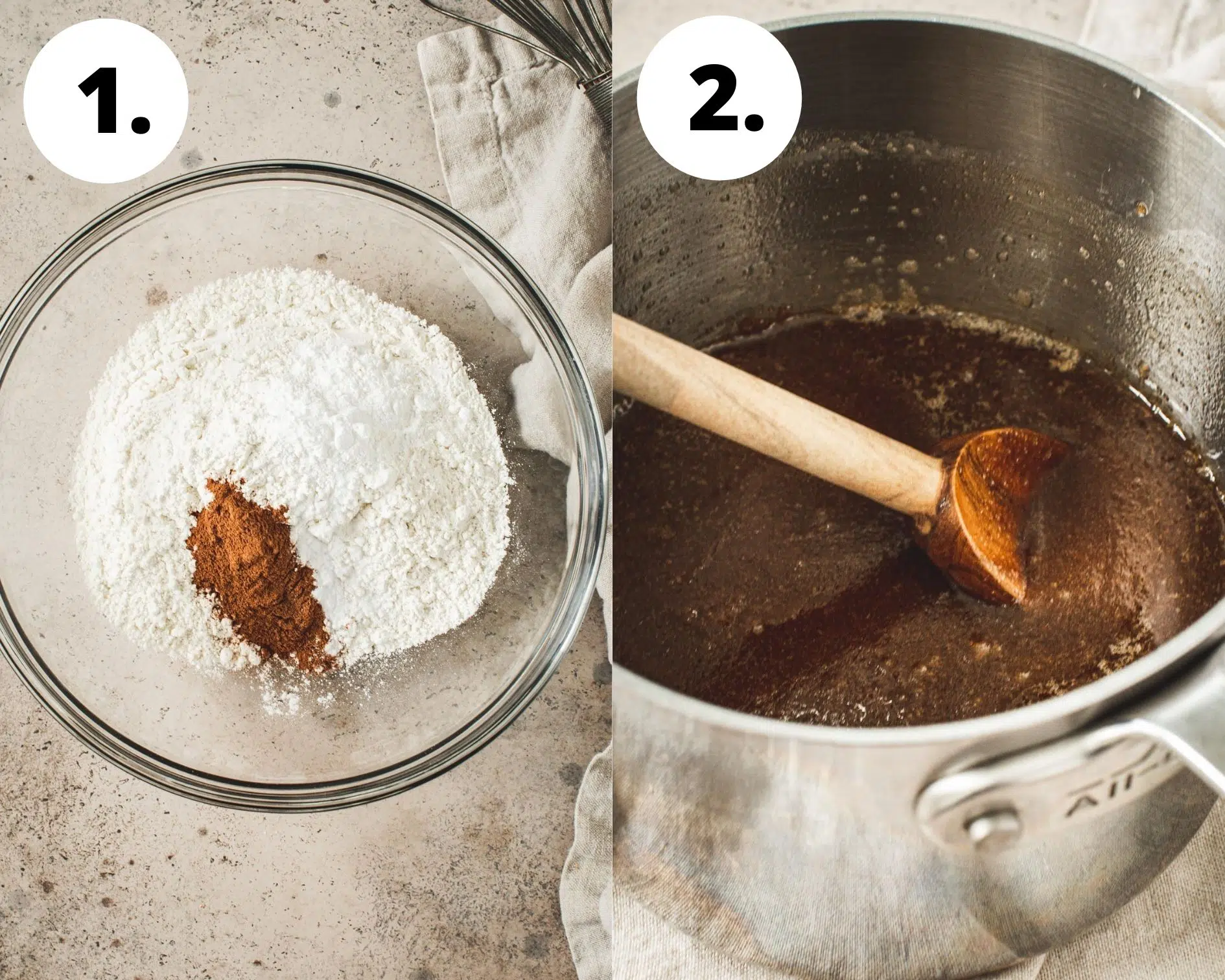 Cinnamon squares process steps 1 and 2.