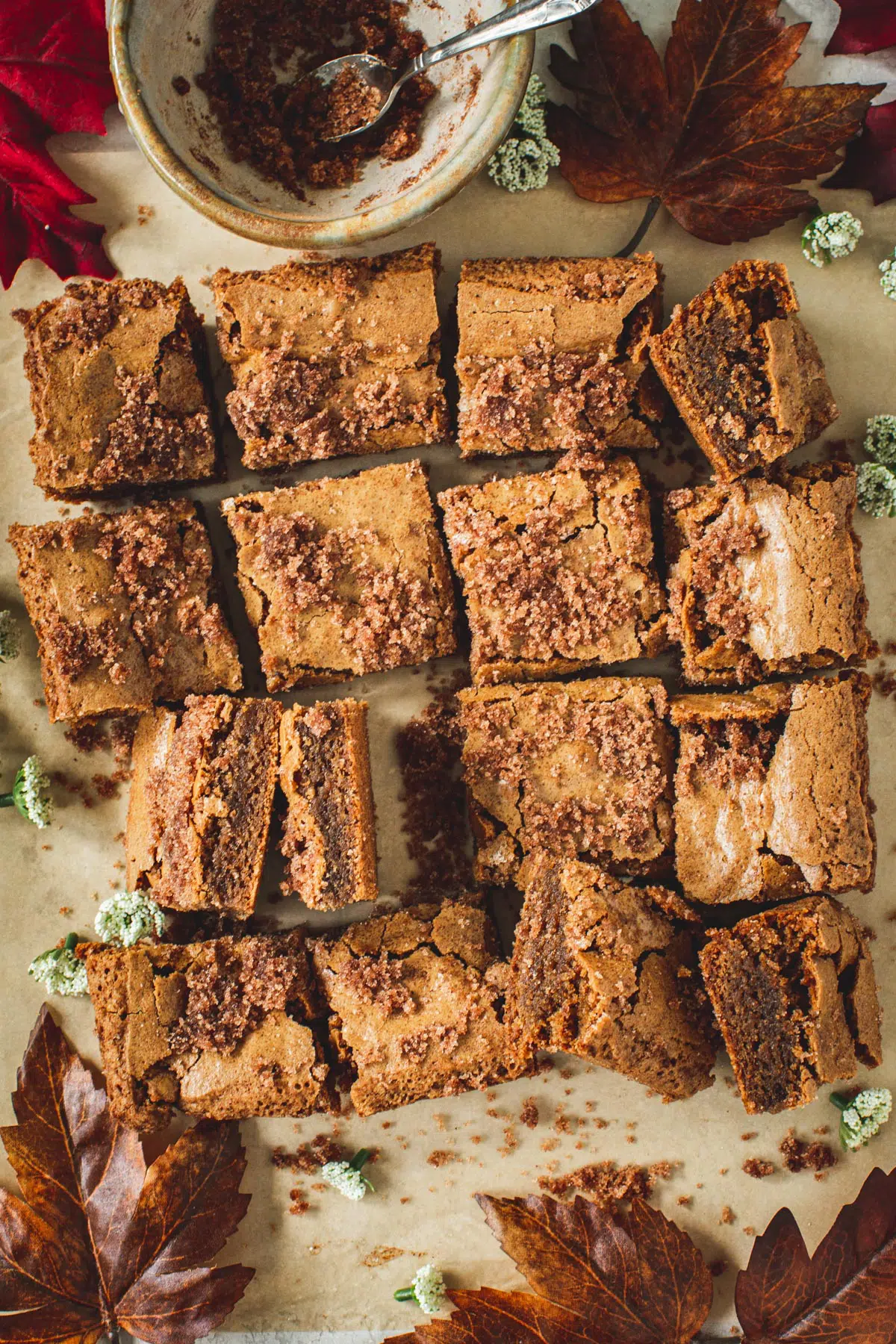 Cinnamon Squares on top of parchment paper.