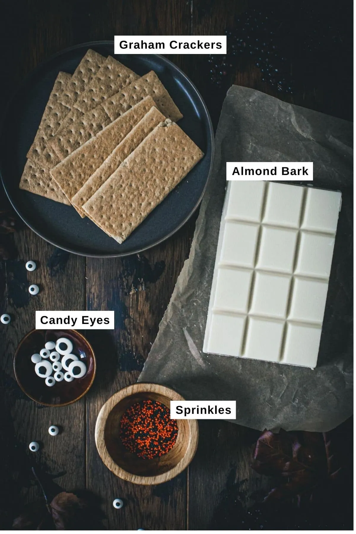 Halloween almond bark ingredients.