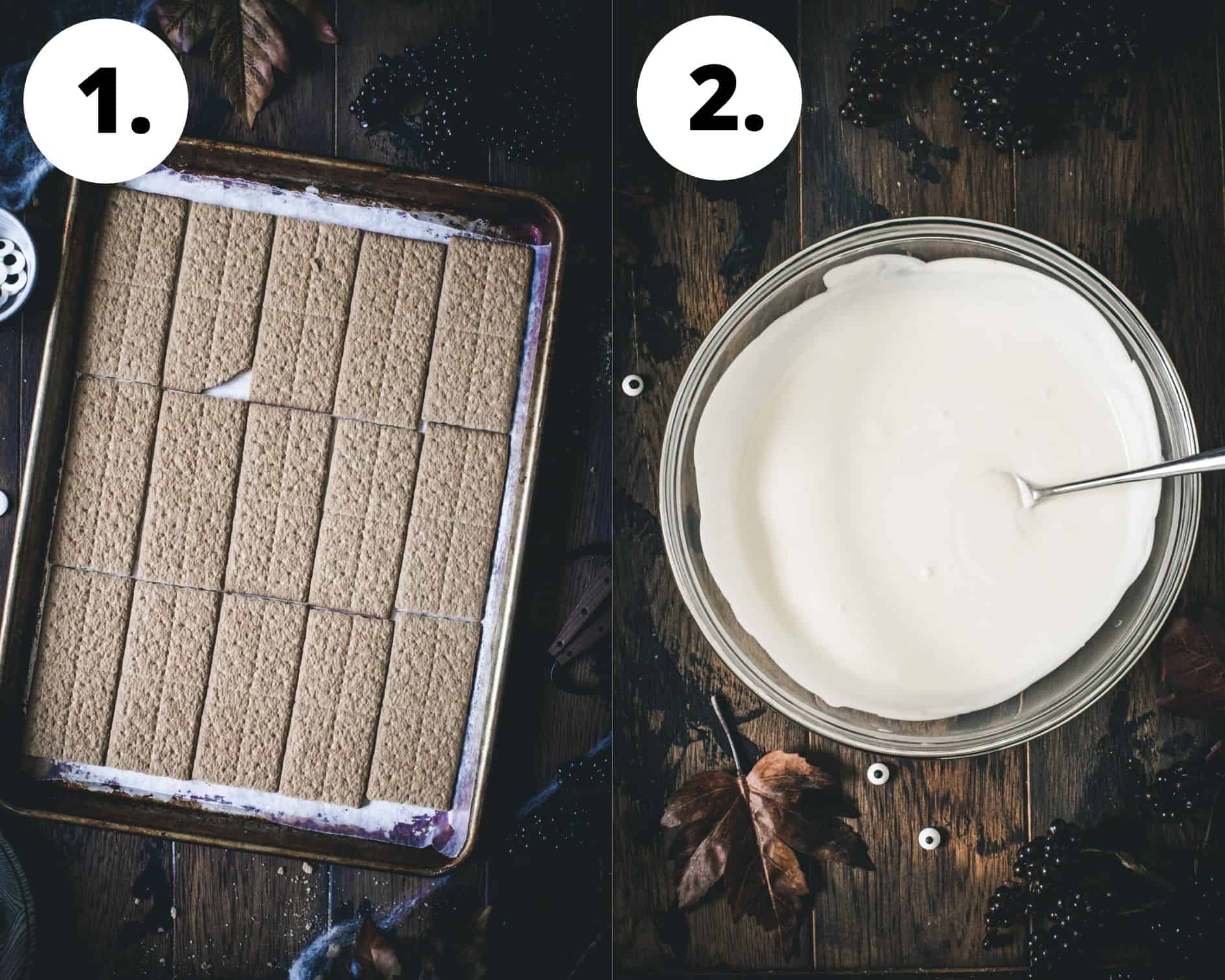 Almond bark process steps 1 and 2.