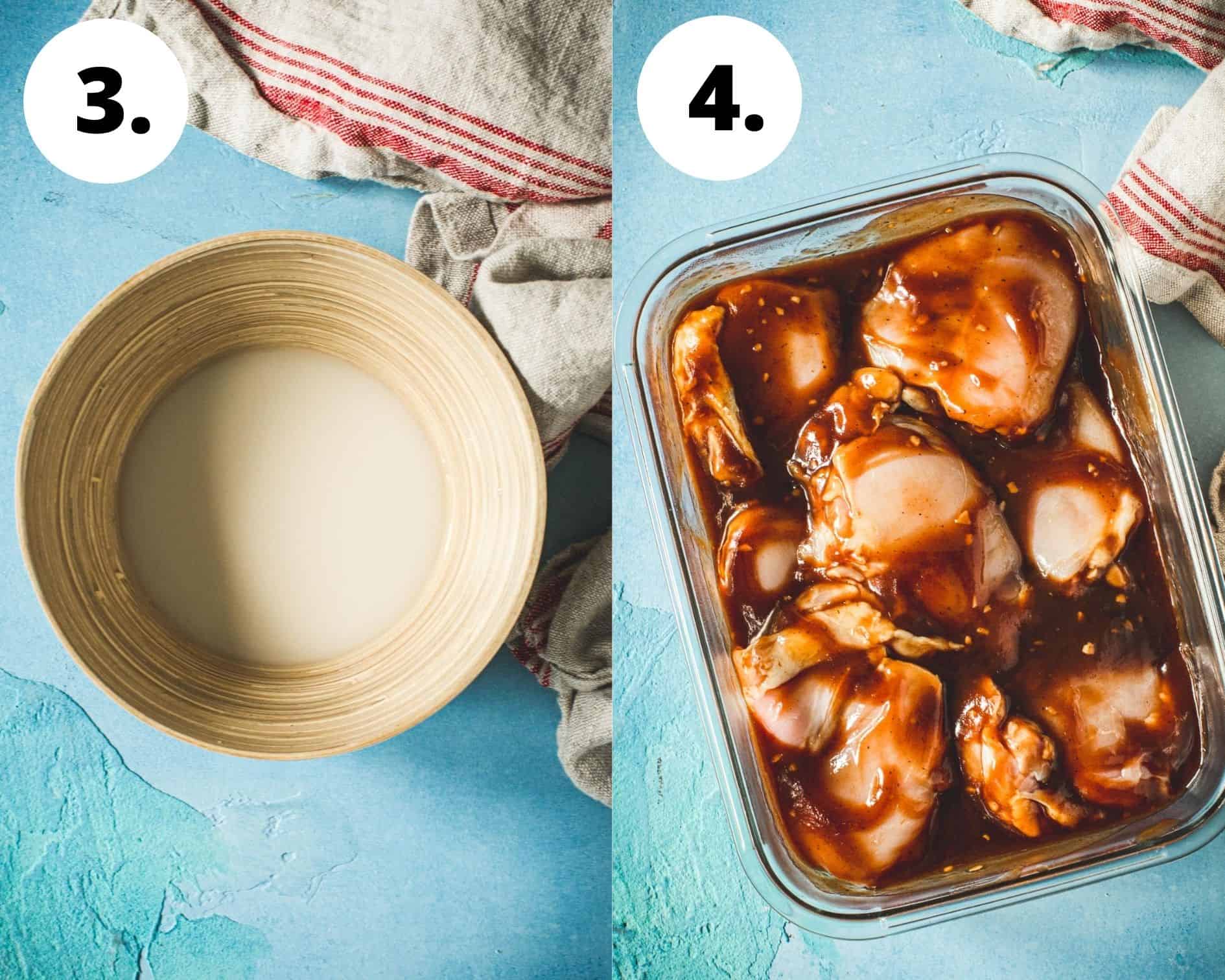 Huli huli chicken process steps 3 and 4.