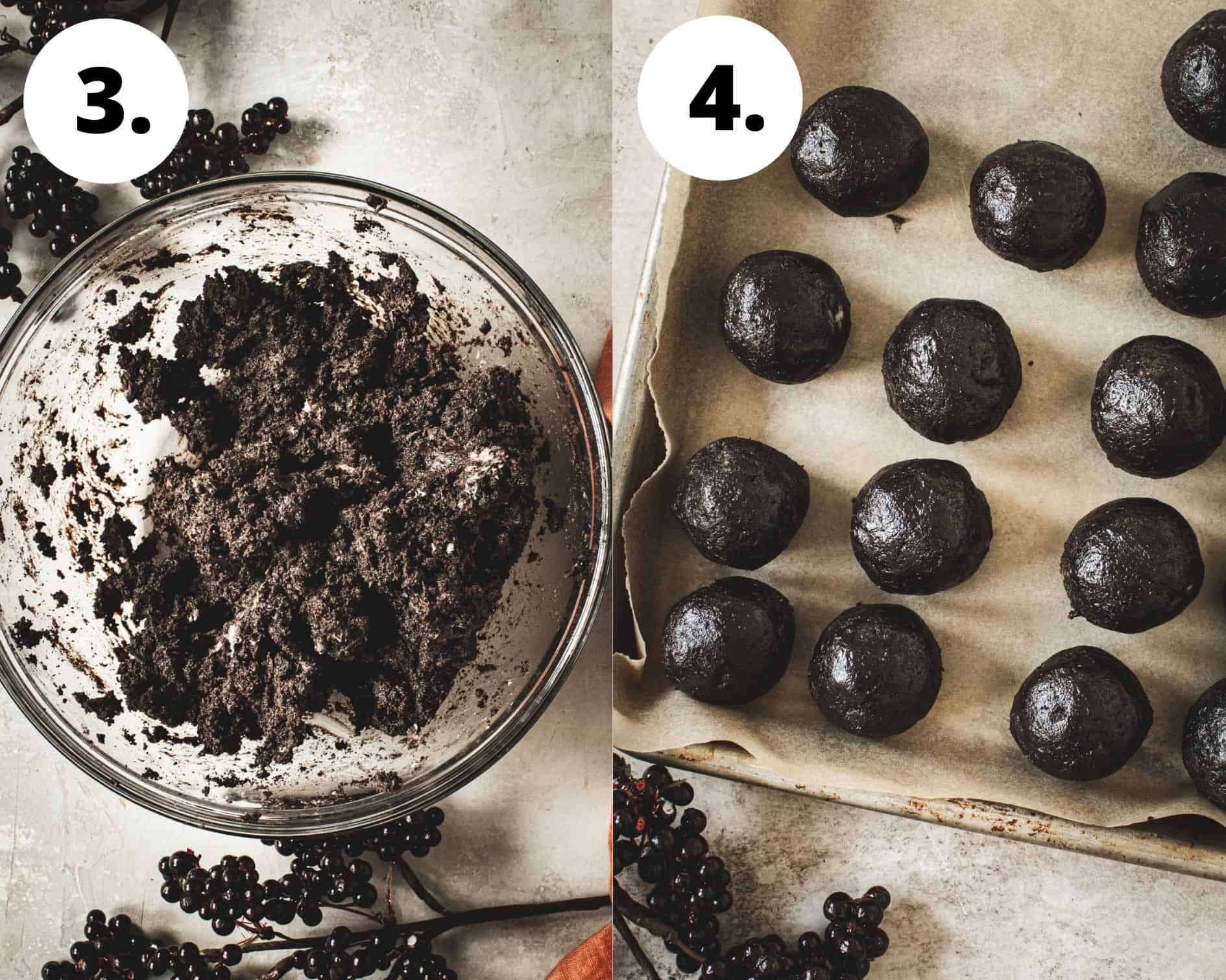 Oreo cookie balls process steps 3 and 4.