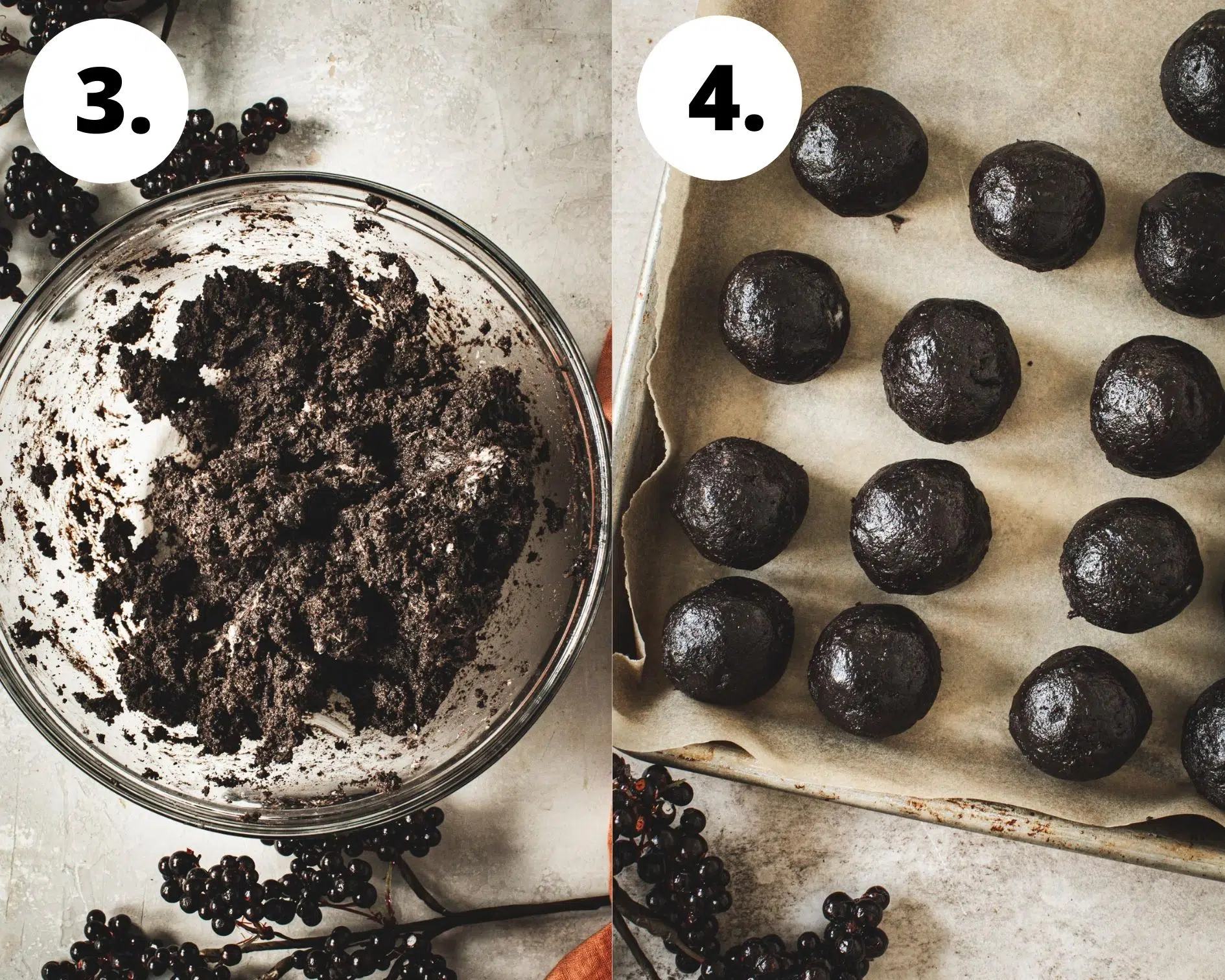 Oreo cookie balls process steps 3 and 4.