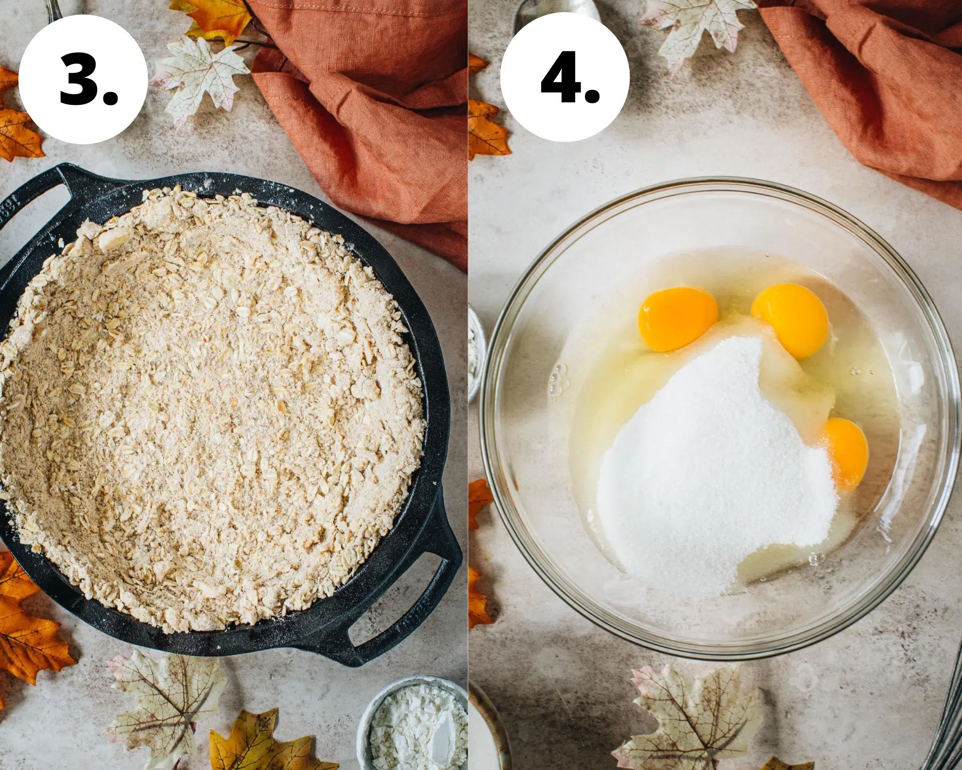 Pumpkin crisp process steps 3 and 4.