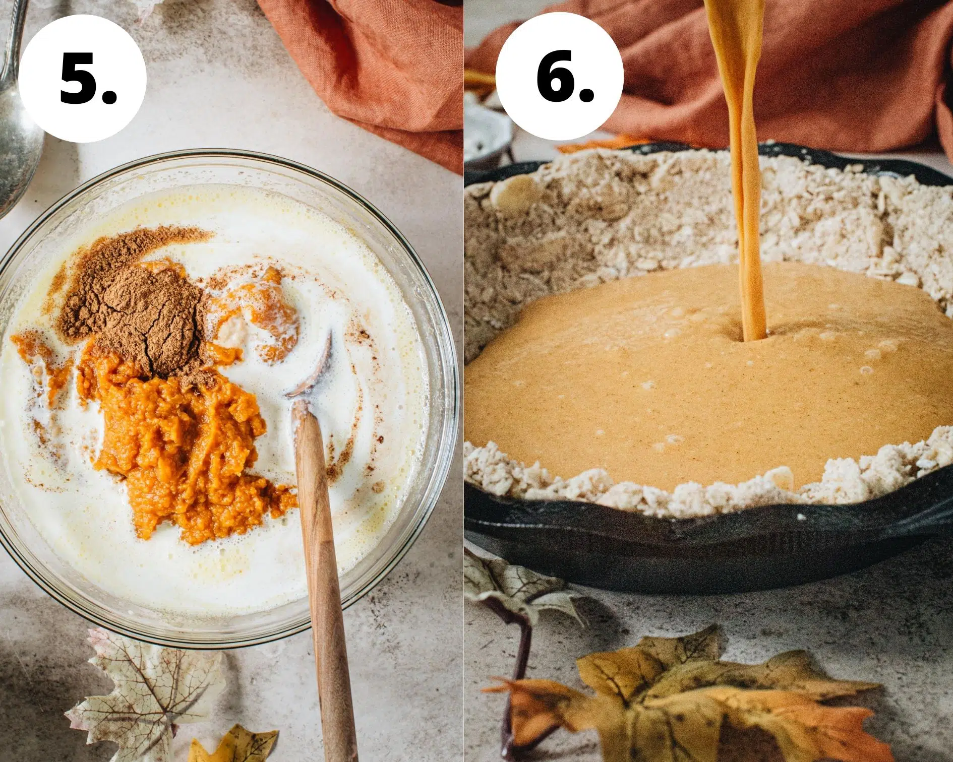 Pumpkin crisp process steps 5 and 6.