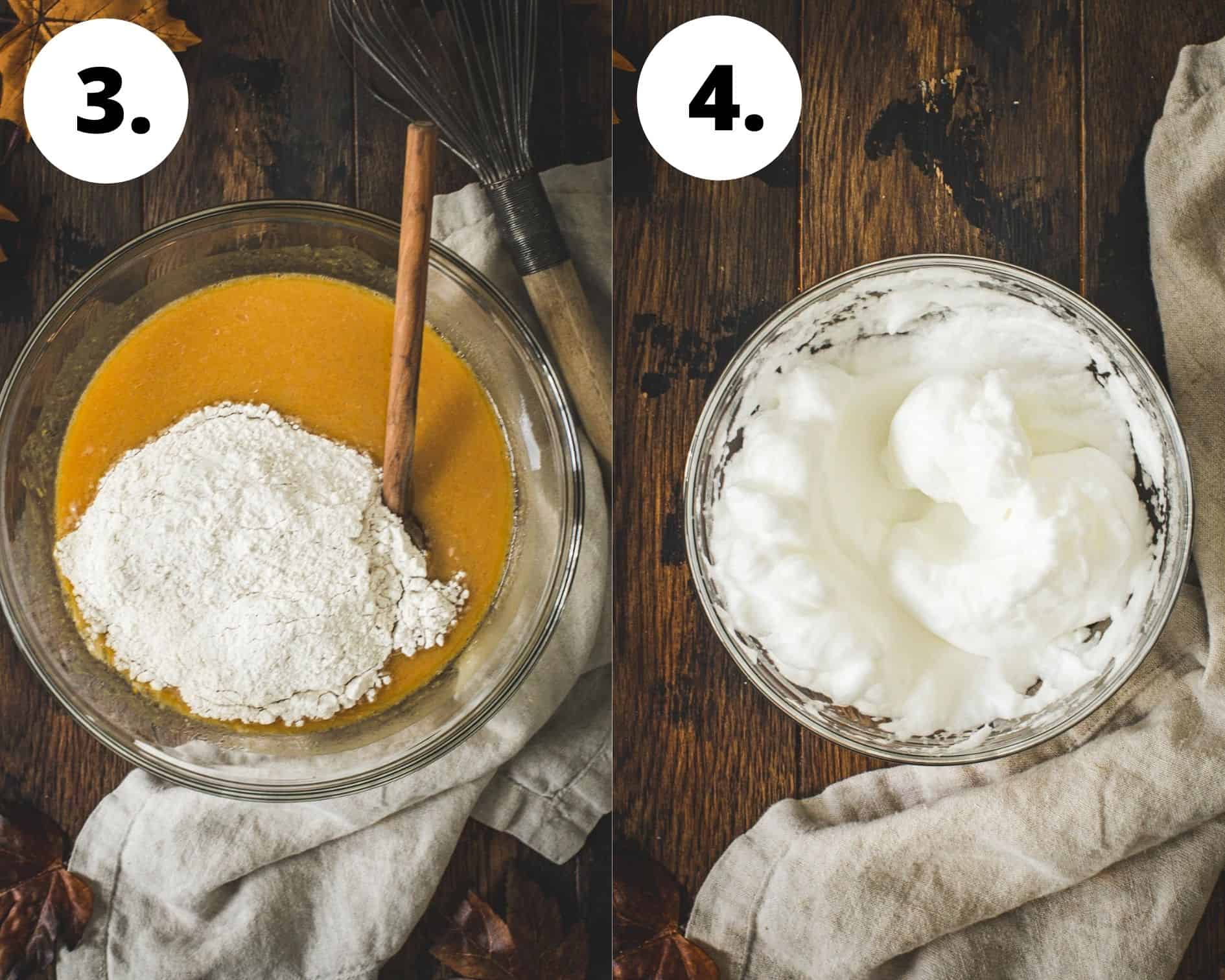 Pumpkin spice waffles process steps 3 and 4.