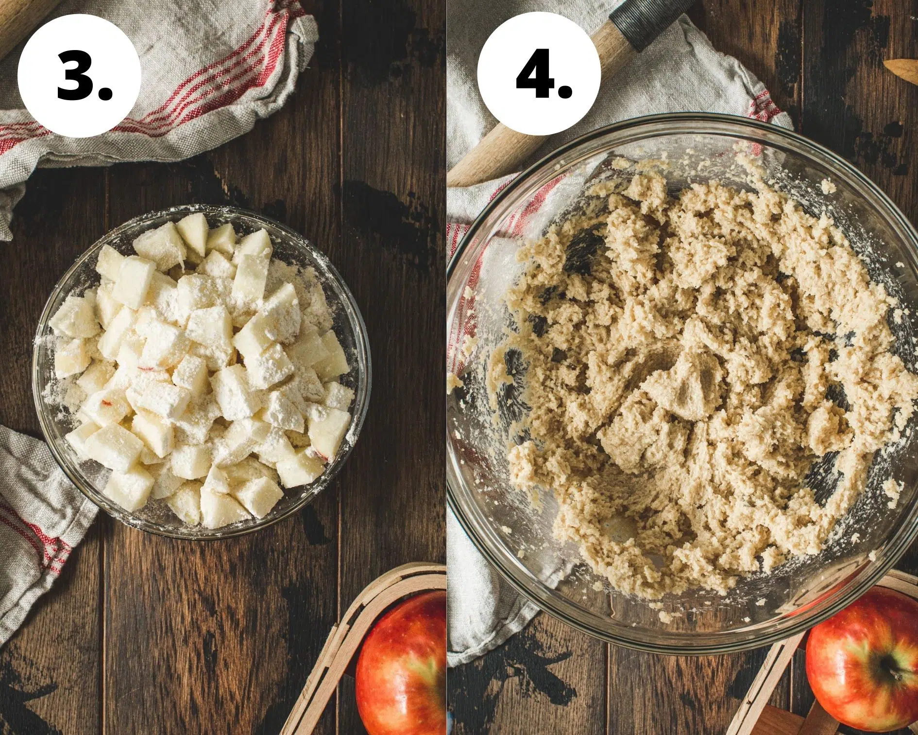 Apple crumb cake process steps 3 and 4.
