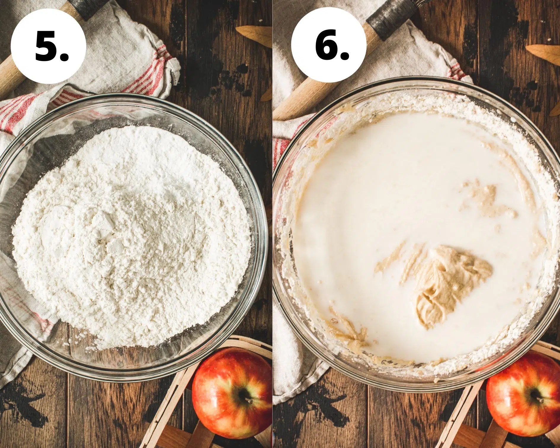 Apple crumb cake process steps 5 and 6.