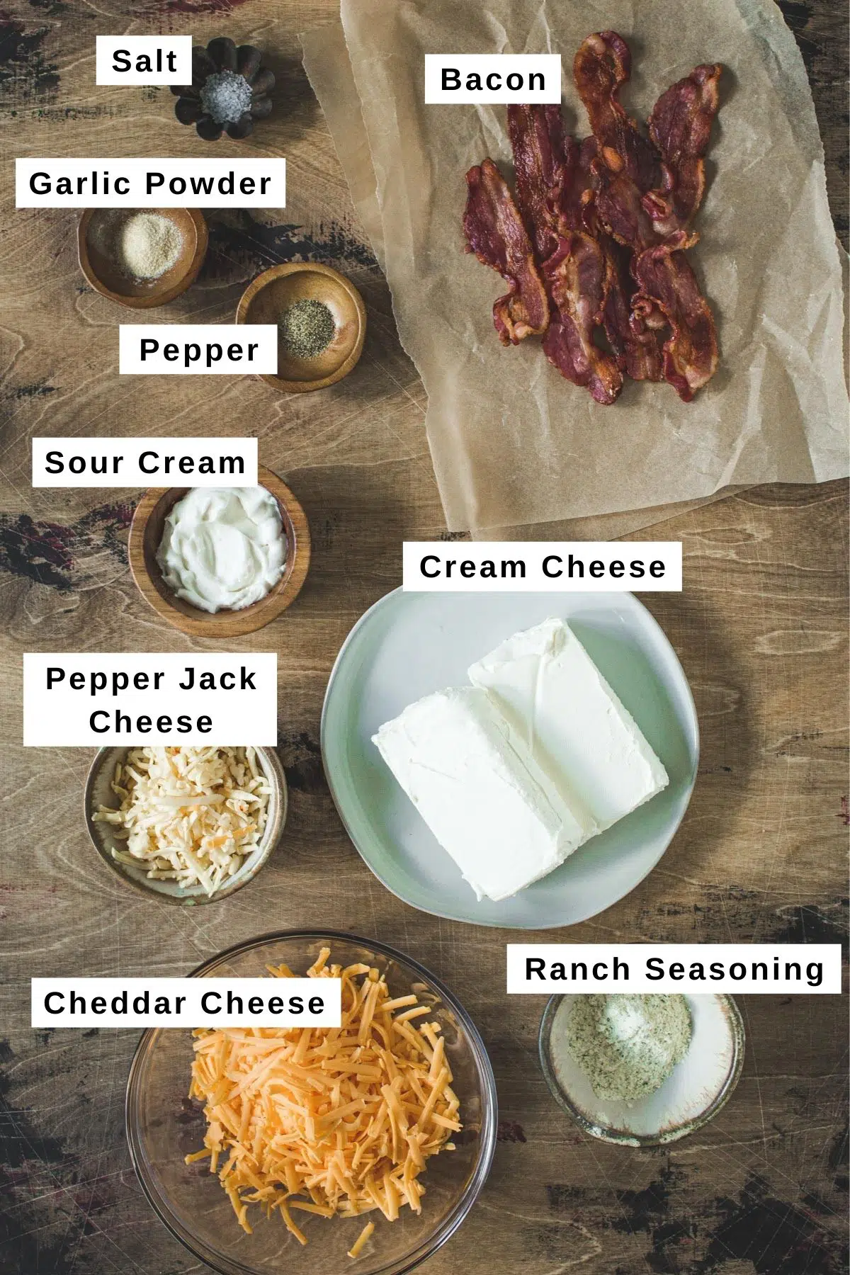 Bacon ranch cheese ball ingredients.