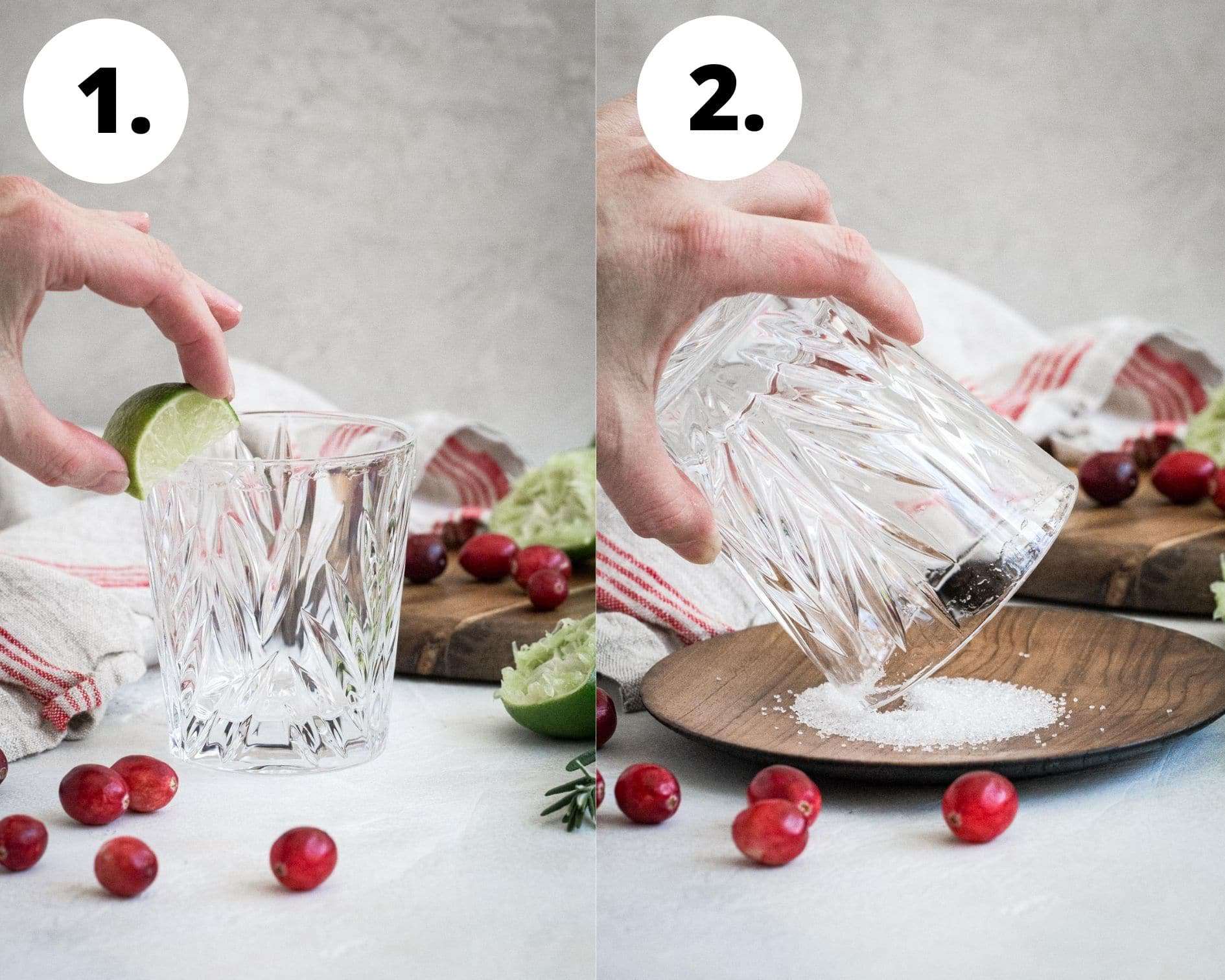 White Christmas margarita process step 1 and 2.