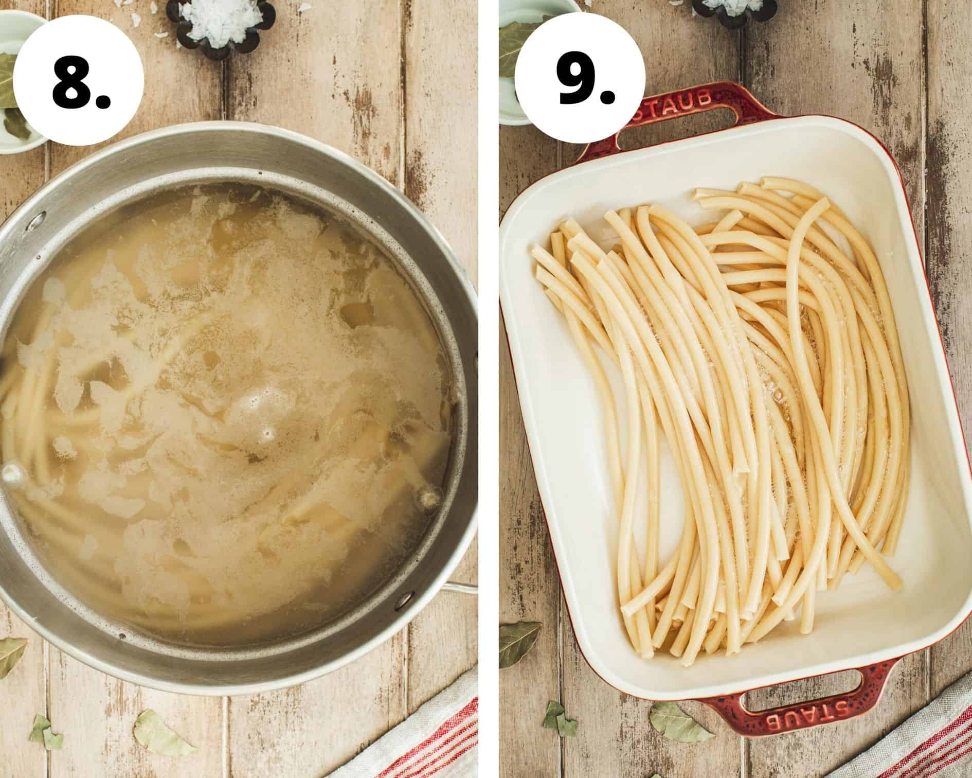 Pastitsio process steps 8 and 9.