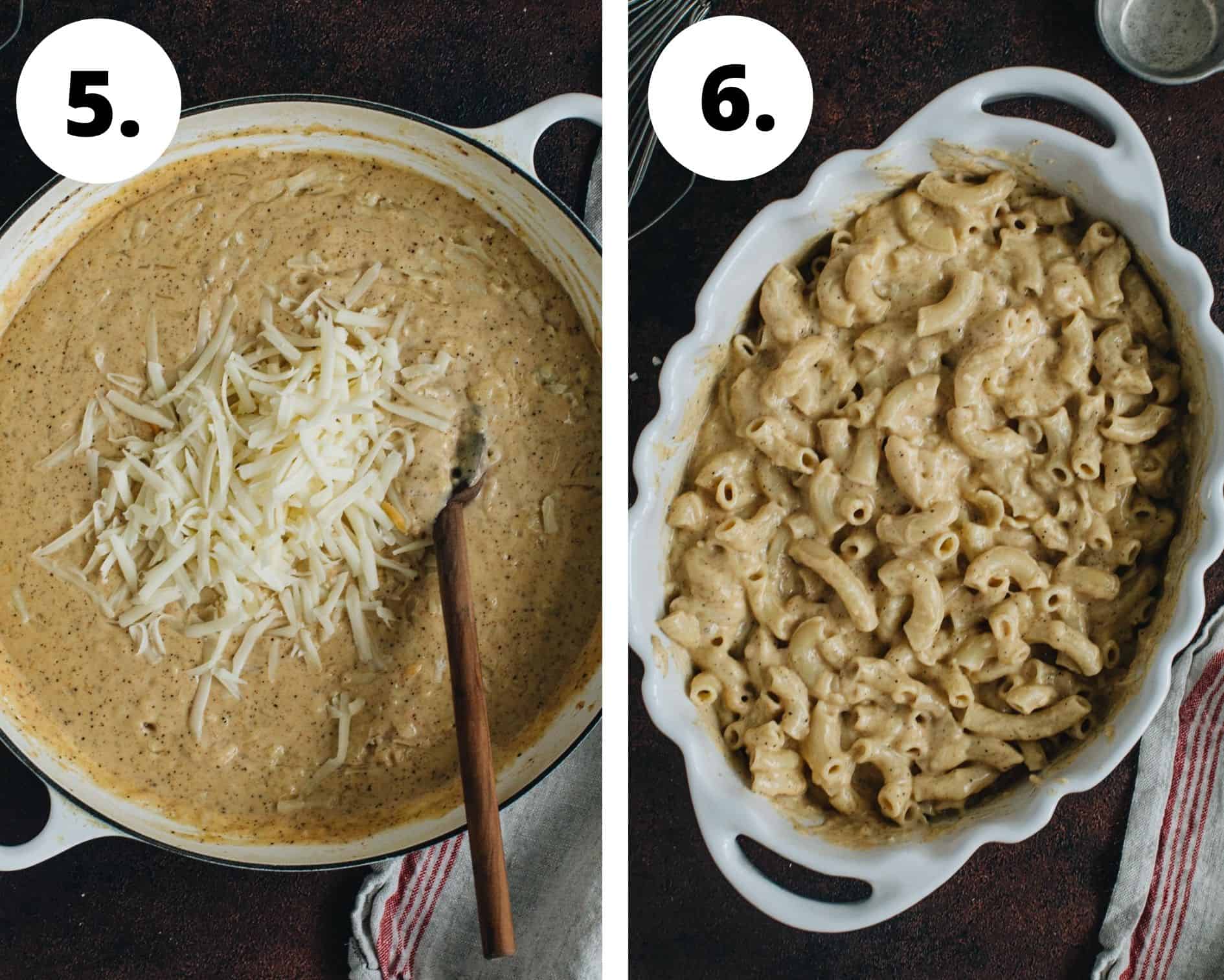 Southern baked mac and cheese process steps 5 and 6.