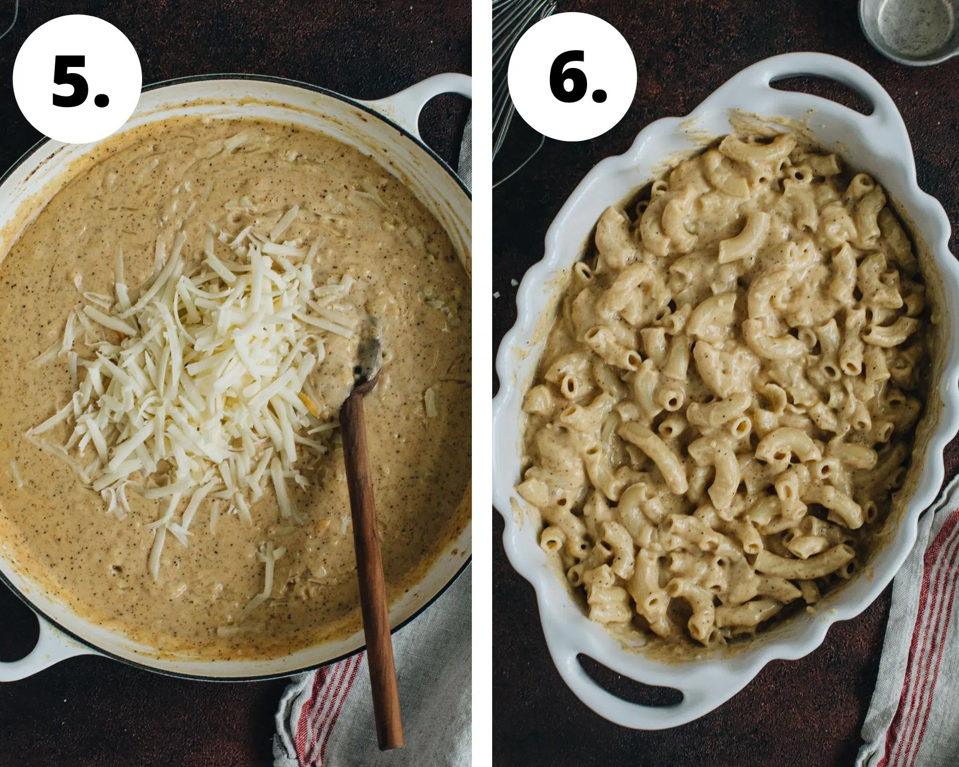 Southern baked mac and cheese process steps 5 and 6.