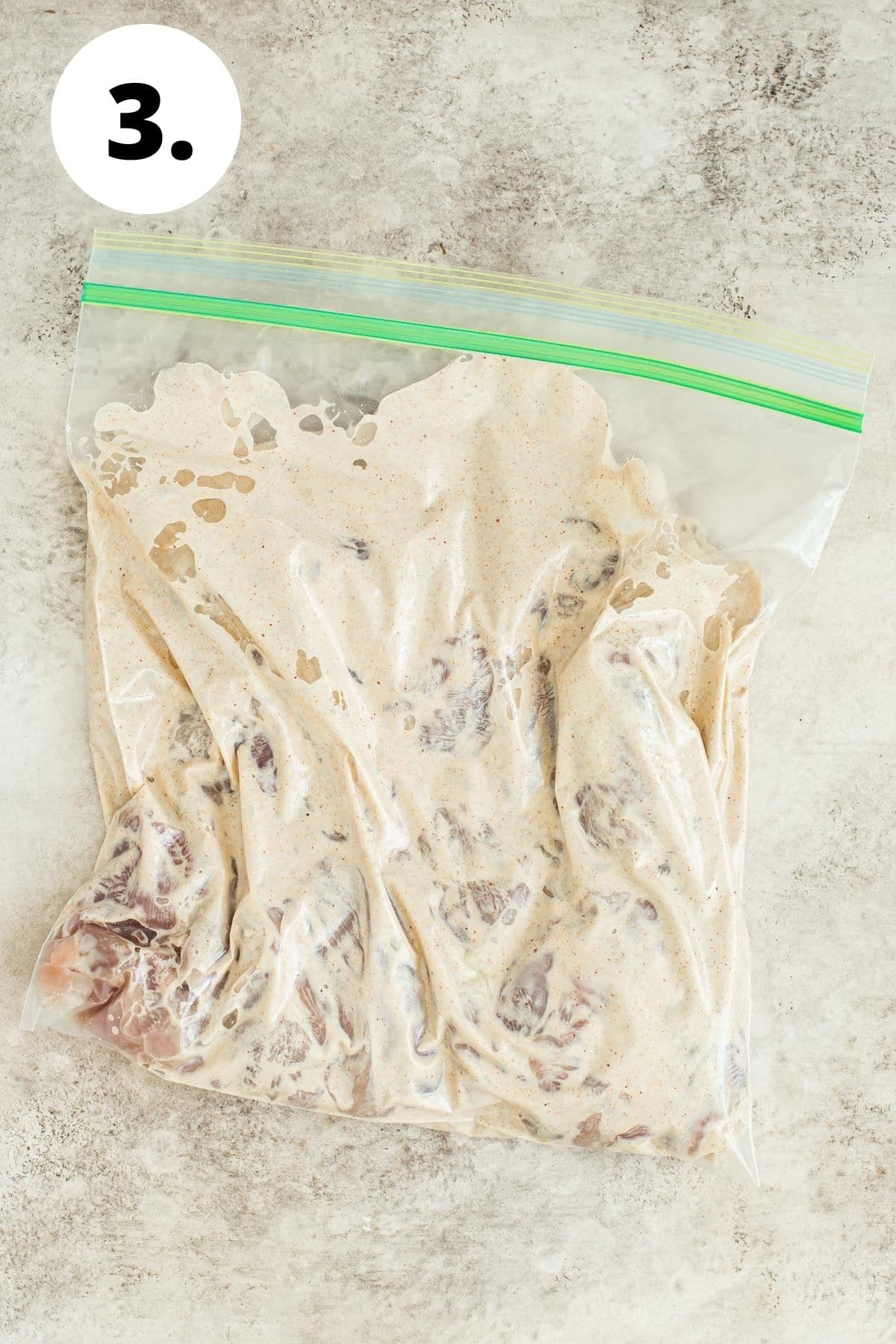 Chicken marinade using yogurt process step 3.