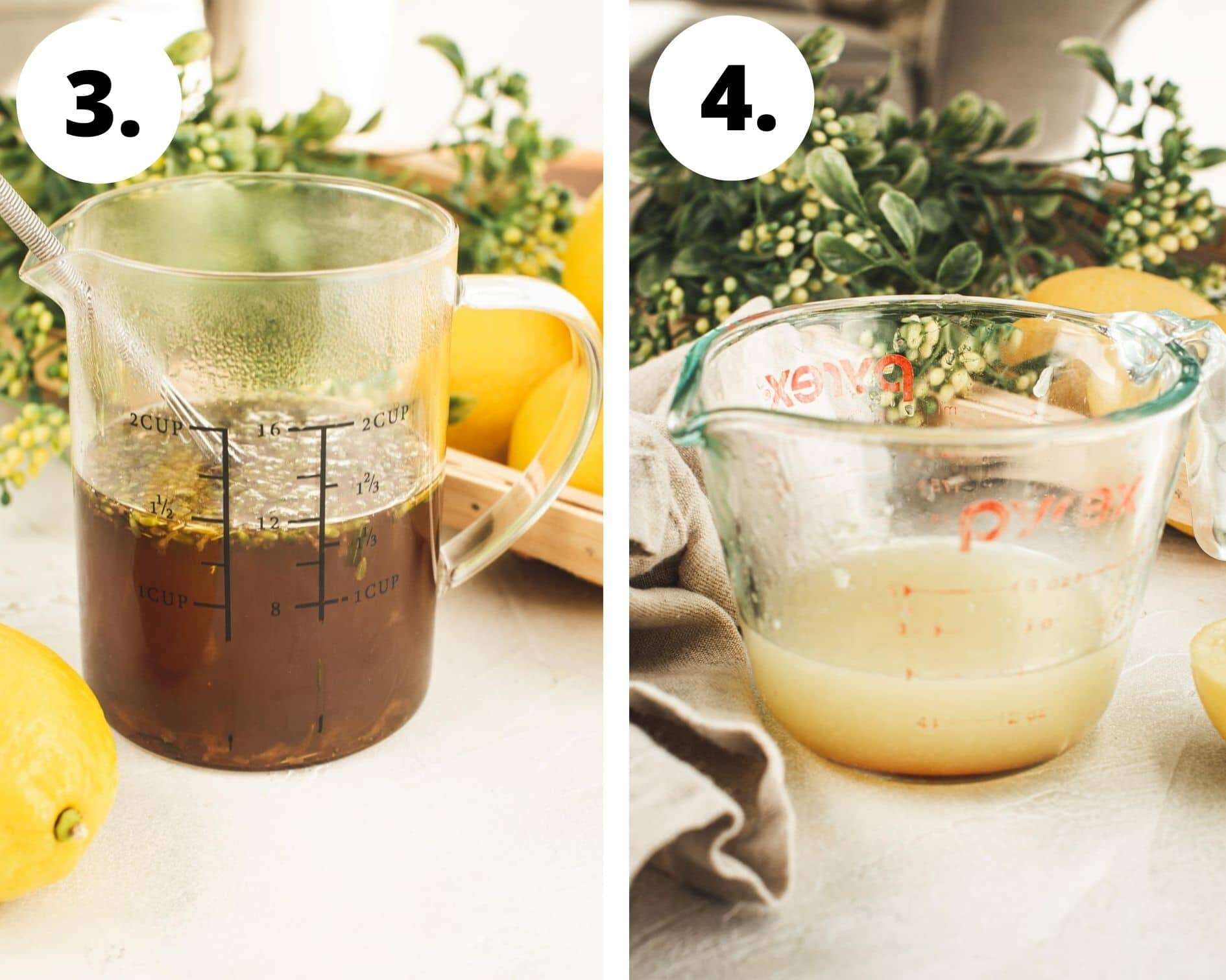 Lavender lemonade process steps 3 and 4.