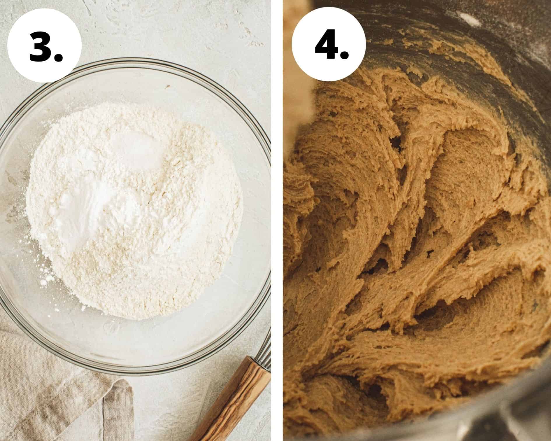 Chocolate chip banana cookies process steps 3 and 4.