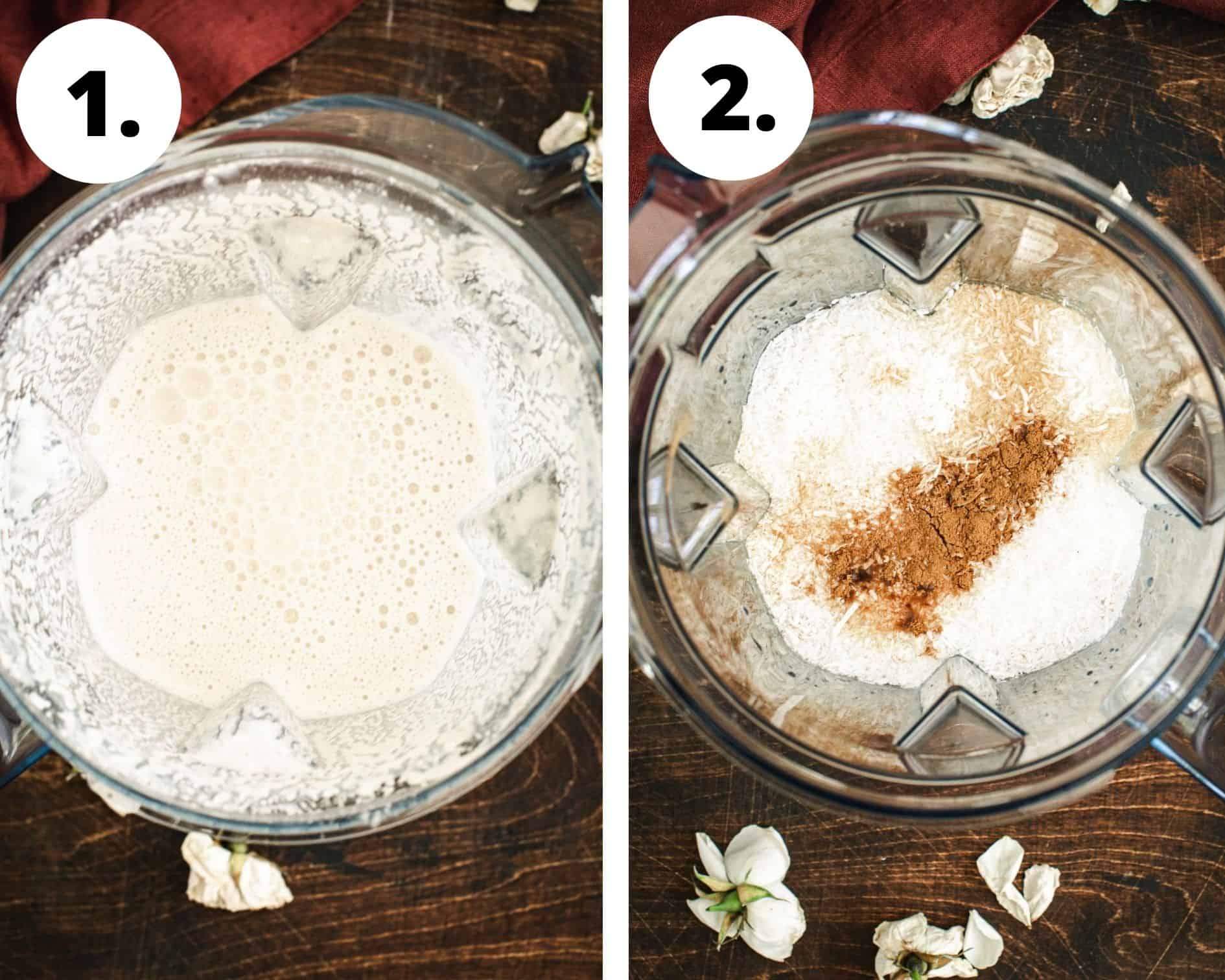 Homemade coffee creamer process steps 1 and 2.